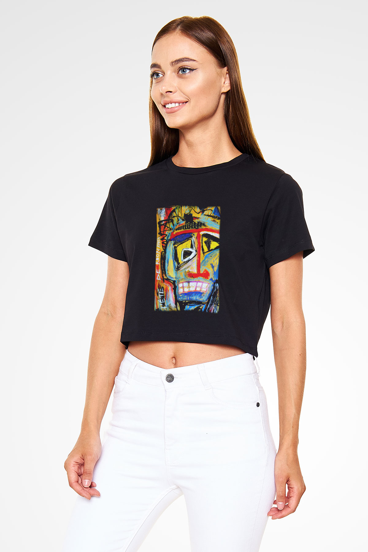 Ekspresyonizm Siyah Crop Top Tişört