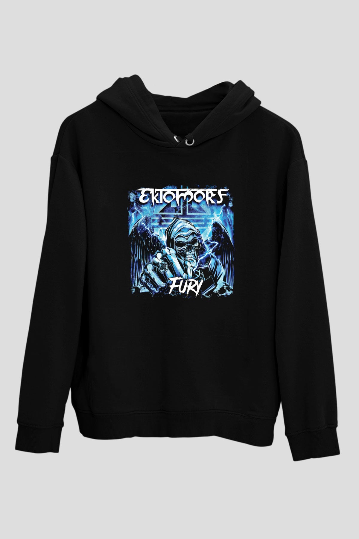 Ektomorf Baskılı Unisex Siyah Hoodie