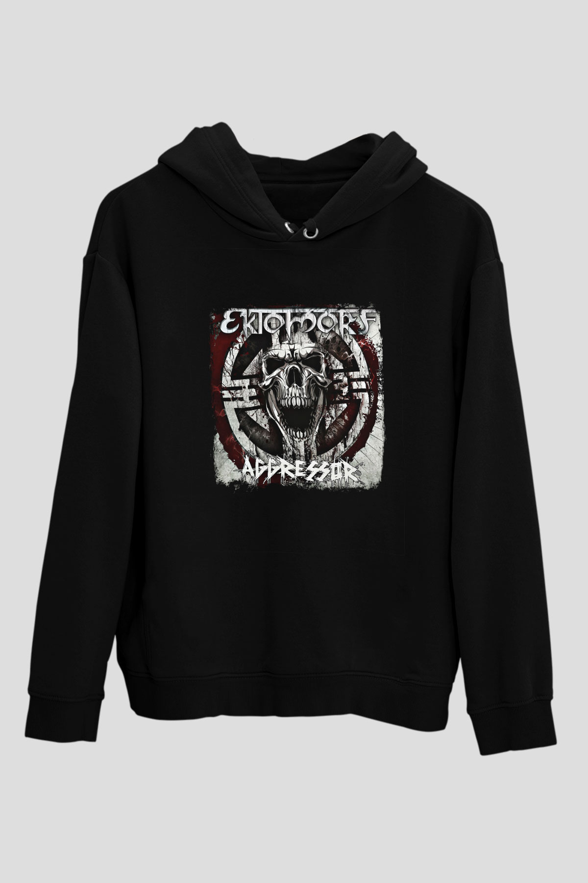 Ektomorf Baskılı Unisex Siyah Hoodie