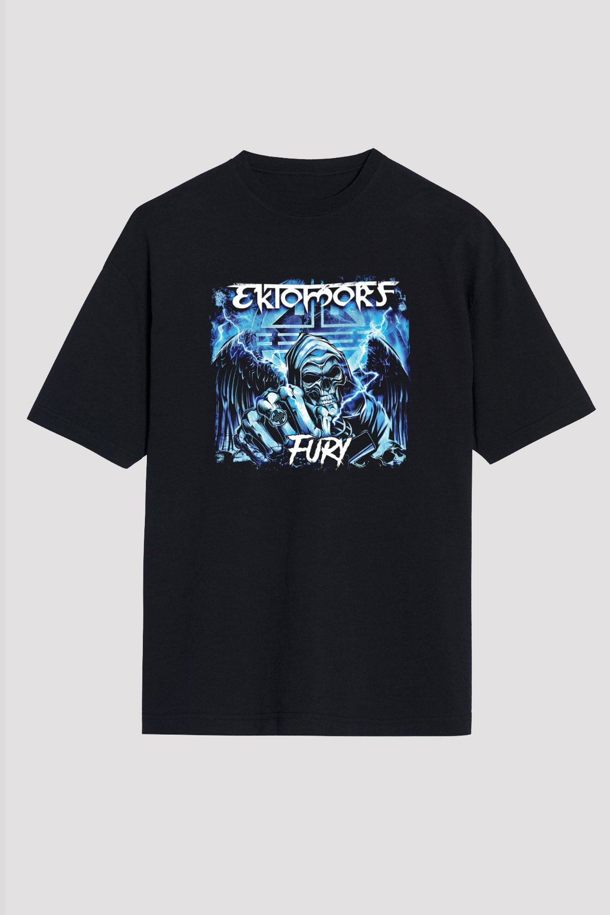 Ektomorf Baskılı Unisex Siyah Oversize Tişört