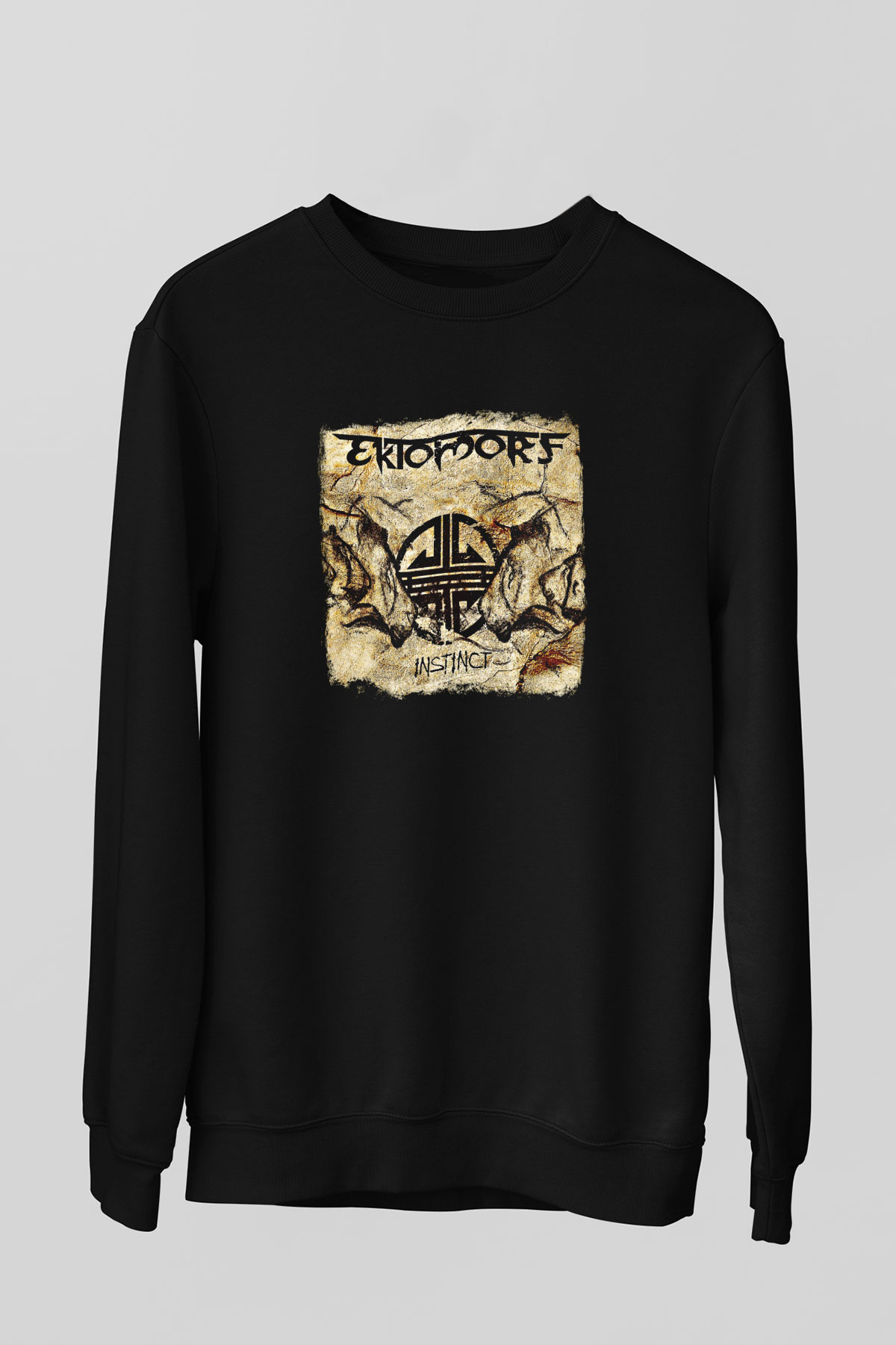 Ektomorf Baskılı Unisex Siyah Sweatshirt