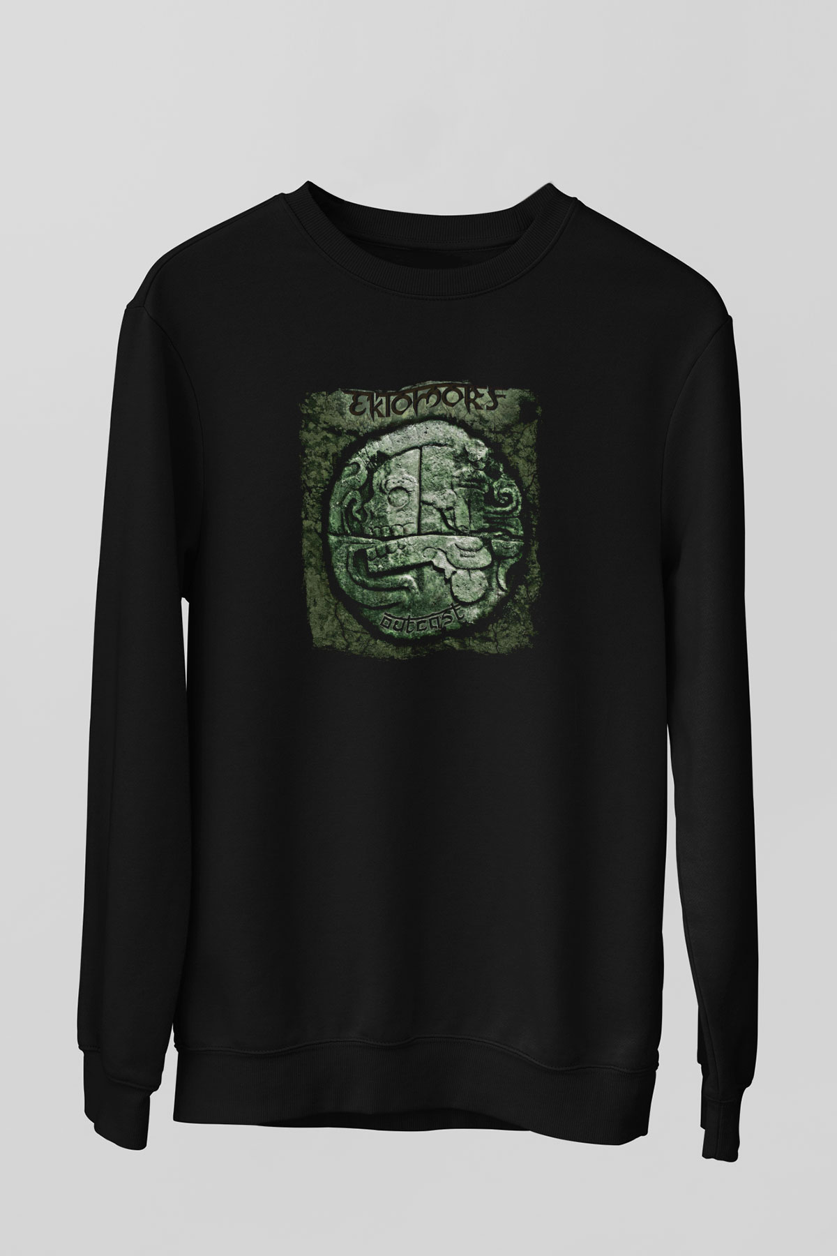 Ektomorf Baskılı Unisex Siyah Sweatshirt