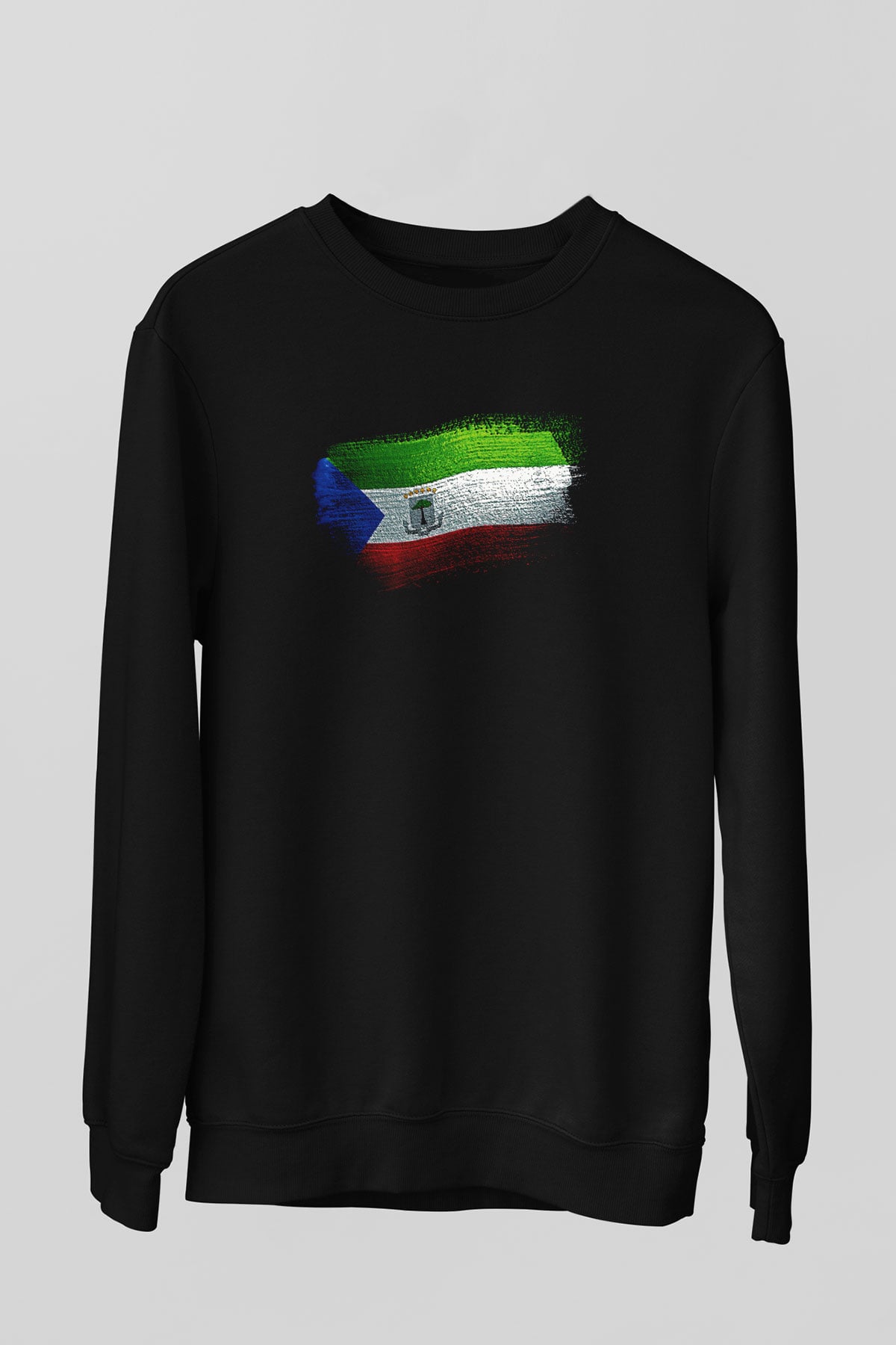 Ekvator Ginesi - Equatorial Guinea Bayrağı Baskılı Unisex Siyah Sweatshirt