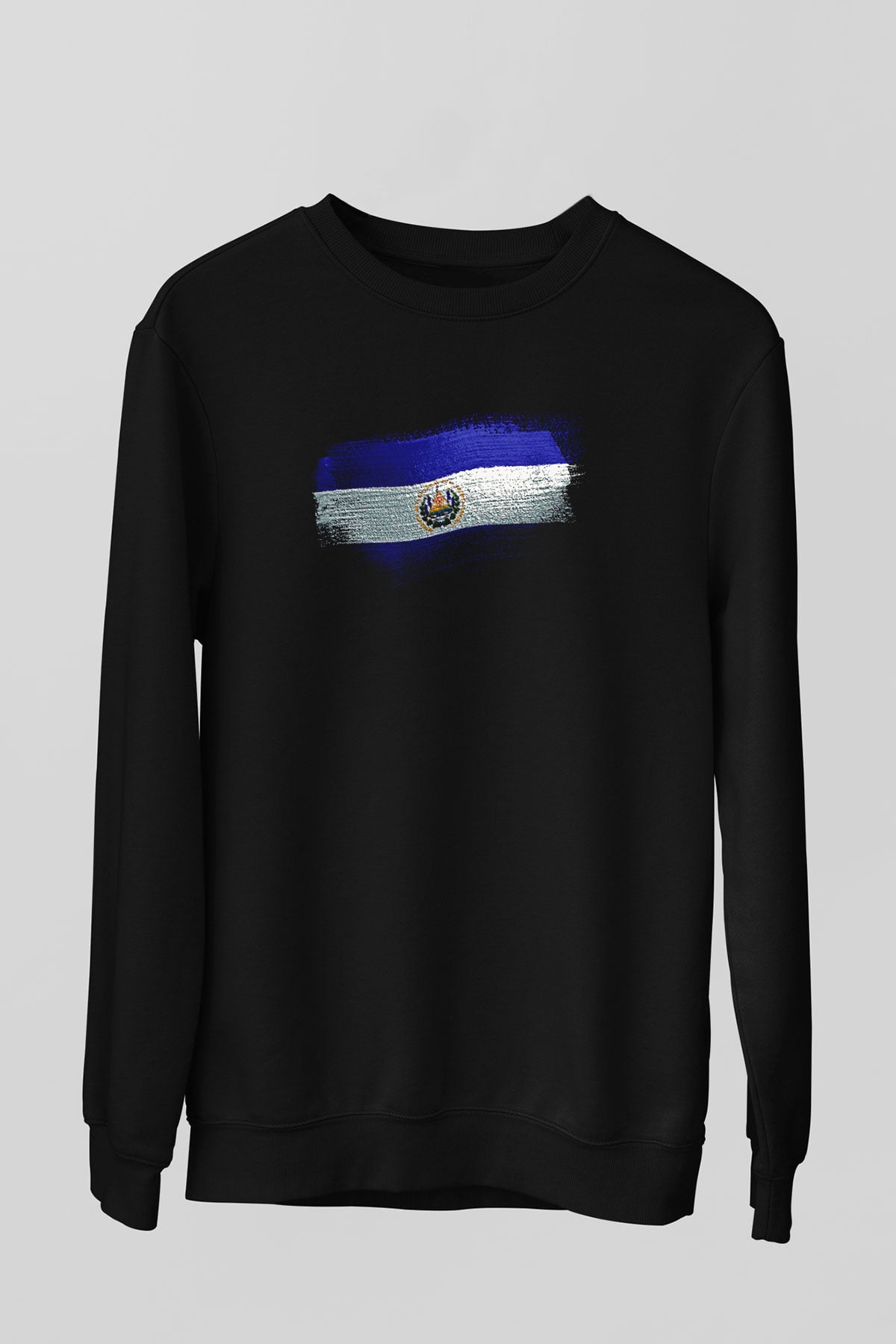 El Salvador Bayrağı Baskılı Unisex Siyah Sweatshirt