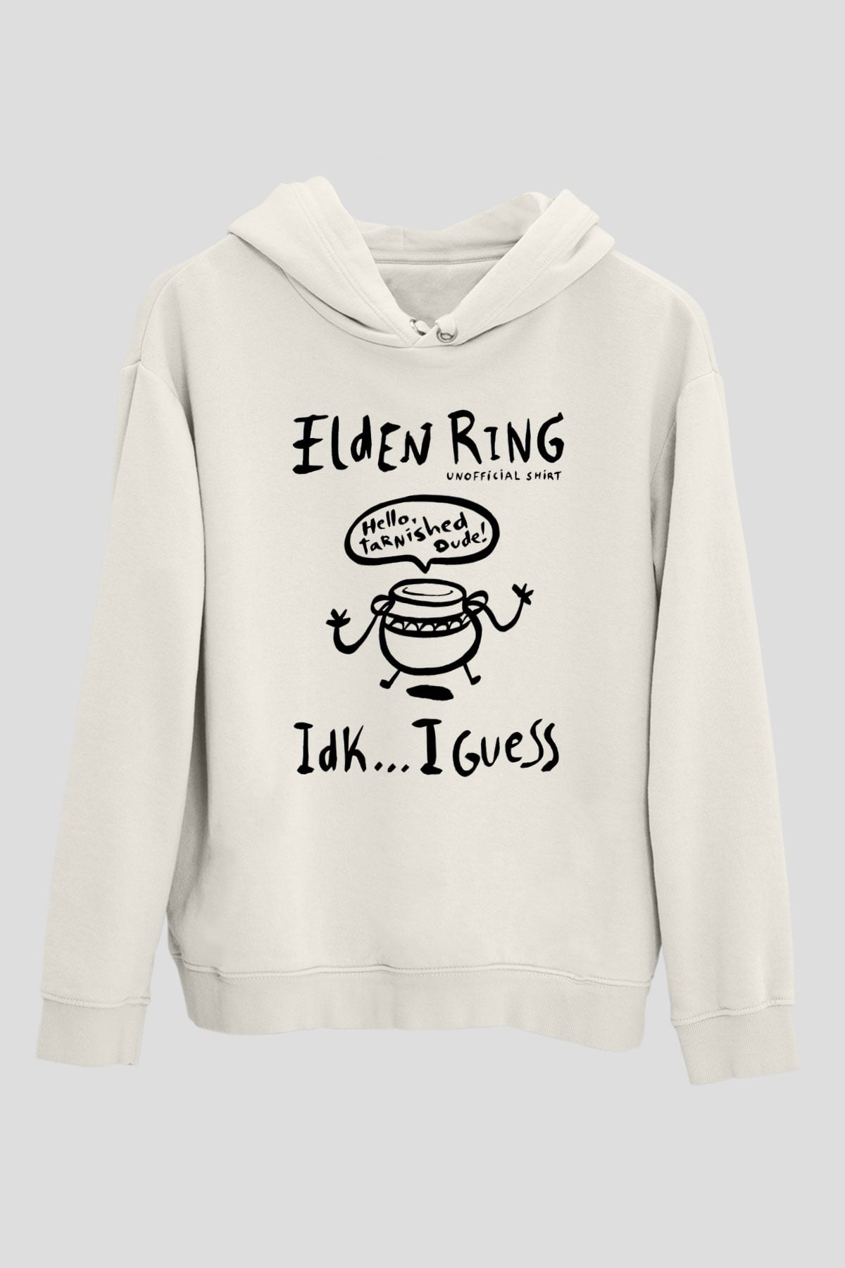 Elden Ring Baskılı Beyaz Unisex Kapüşonlu Sweatshirt