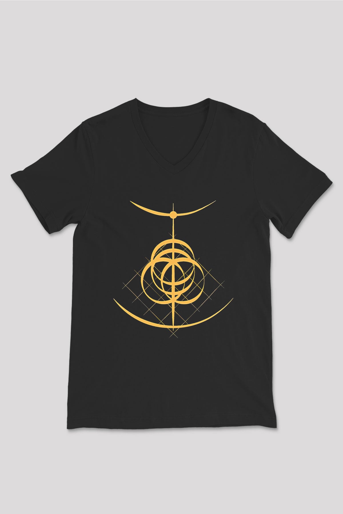 Elden Ring Baskılı Unisex Siyah V Yaka Tişört - Tshirt