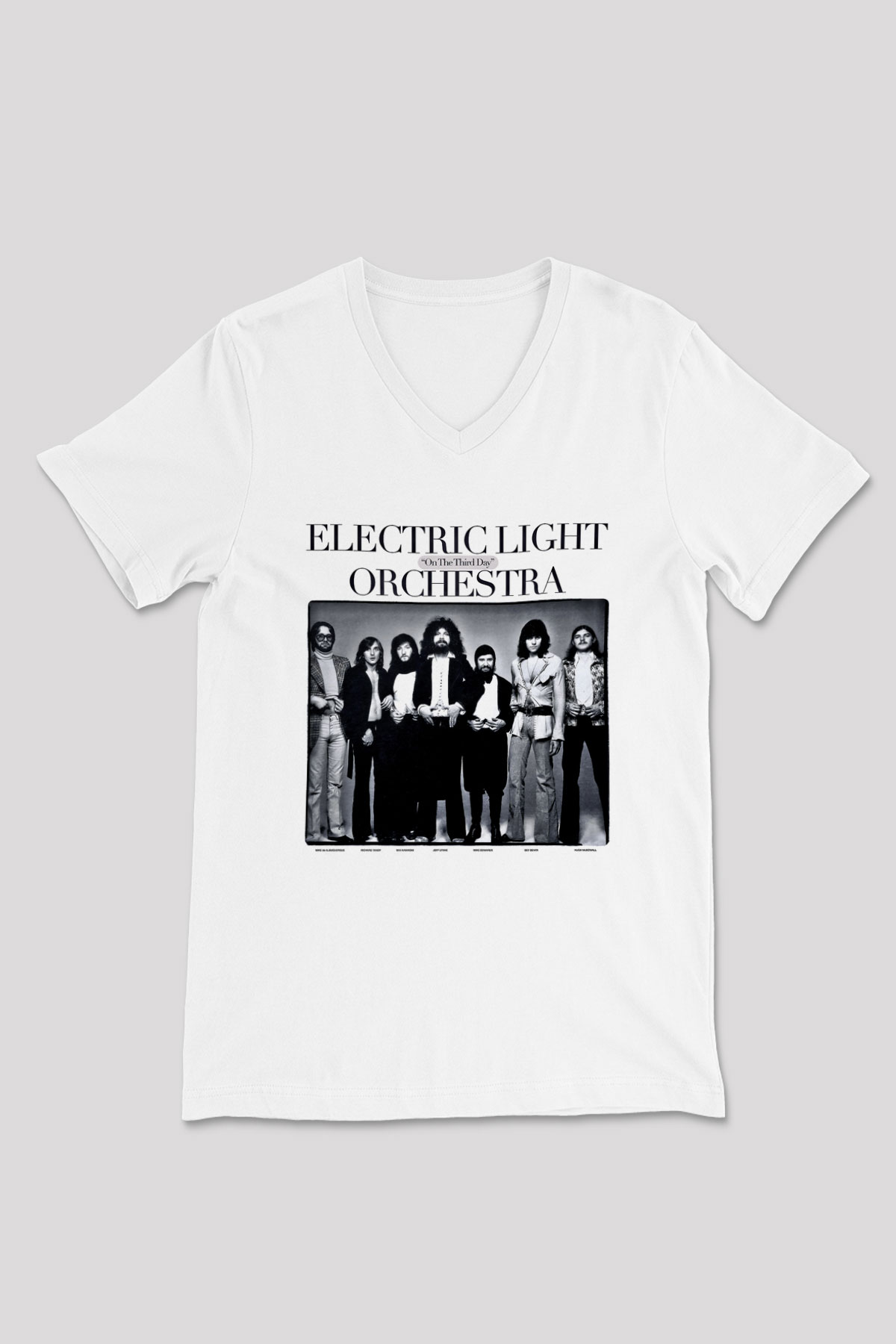 Electric Light Orchestra Baskılı Unisex Beyaz V Yaka Tişört