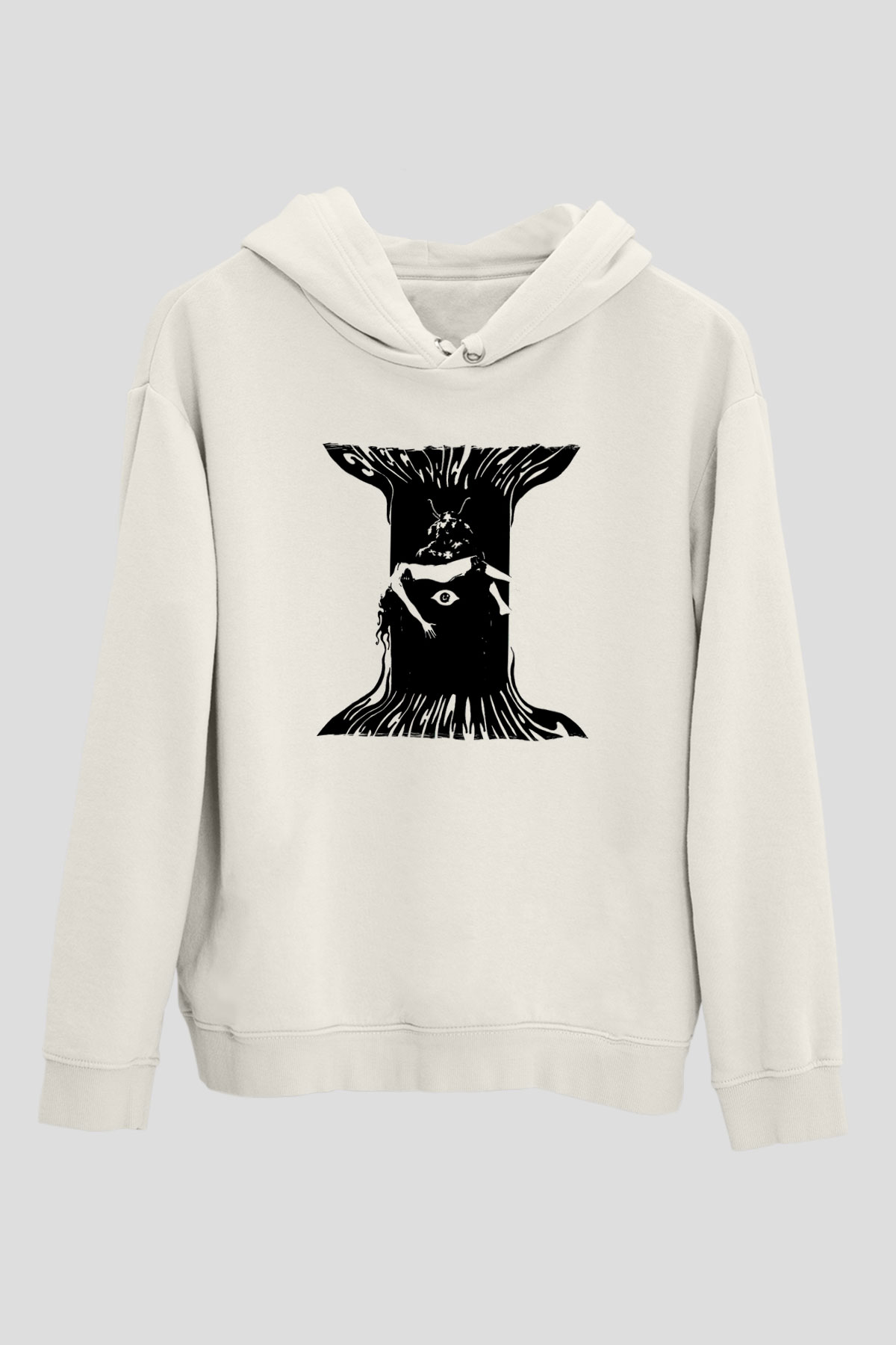 Electric Wizard Baskılı Beyaz Unisex Kapüşonlu Sweatshirt