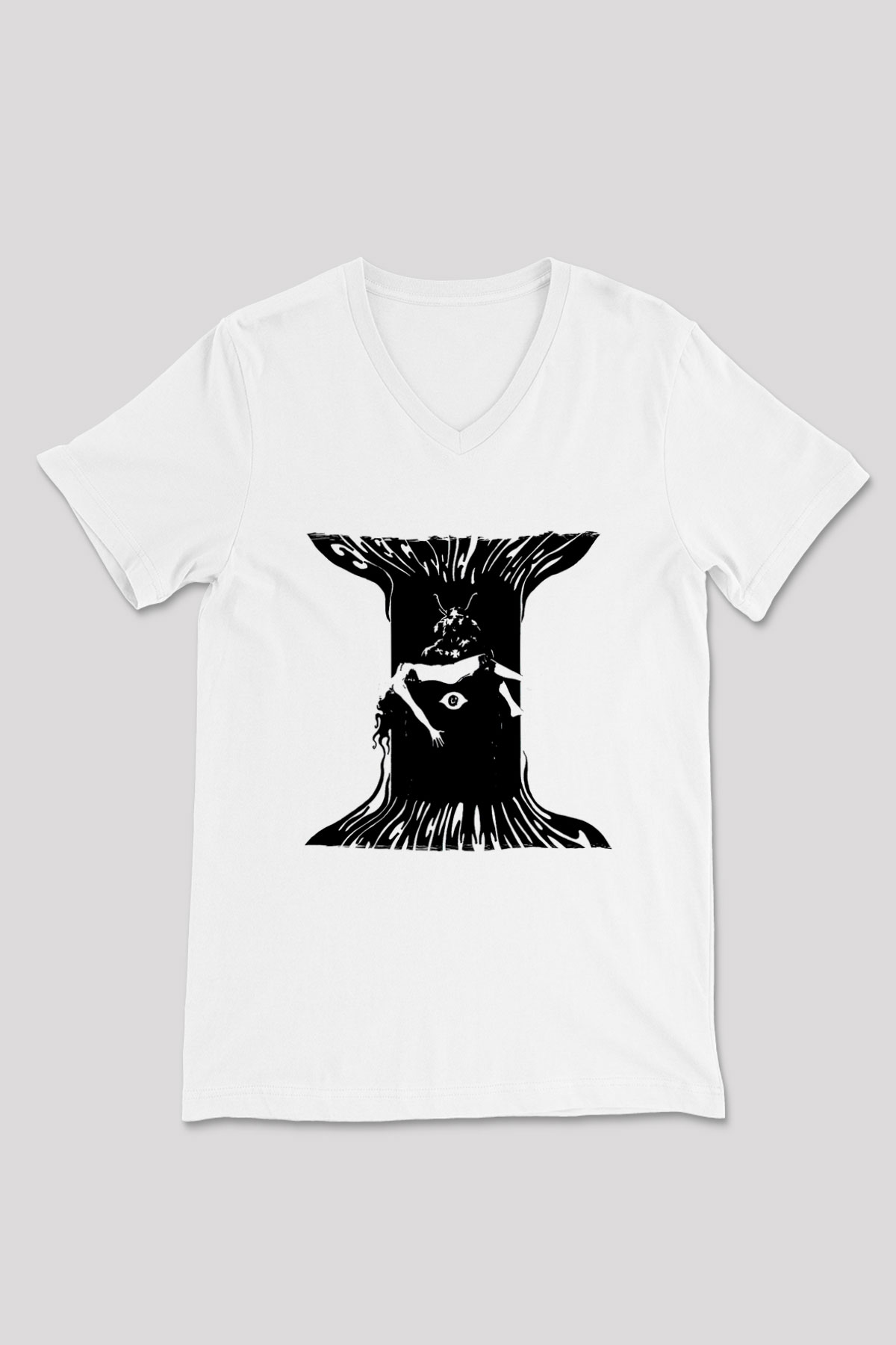 Electric Wizard Baskılı Beyaz Unisex V Yaka Tişört - Tshirt