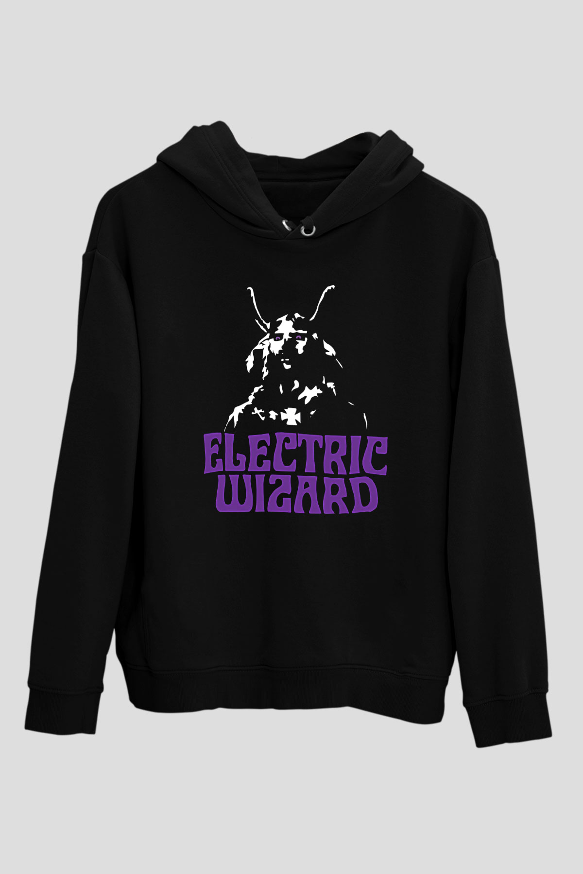 Electric Wizard Baskılı Unisex Siyah Kapüşonlu Sweatshirt