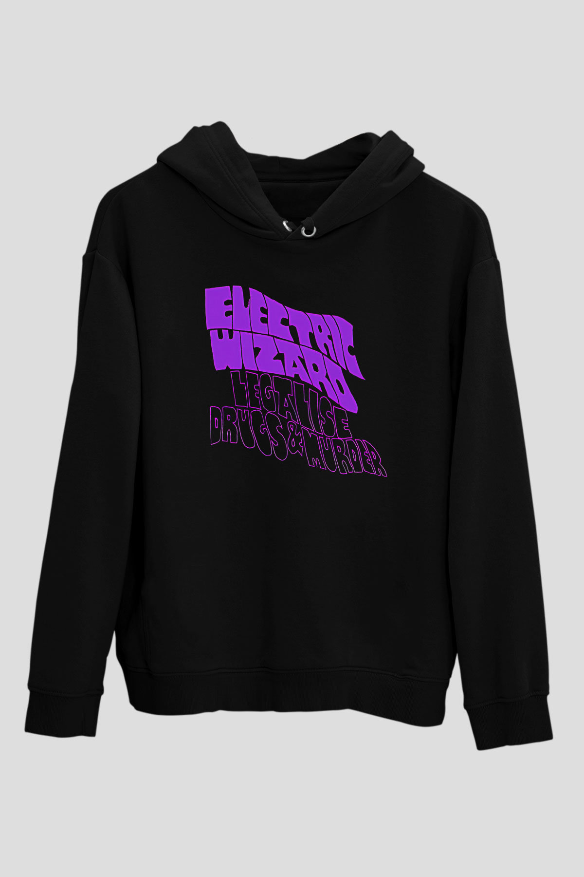 Electric Wizard Baskılı Unisex Siyah Kapüşonlu Sweatshirt