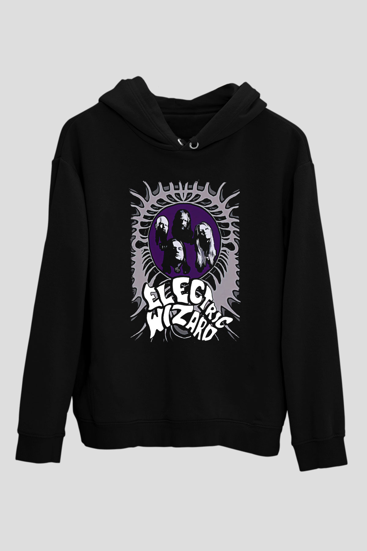 Electric Wizard Baskılı Unisex Siyah Kapüşonlu Sweatshirt