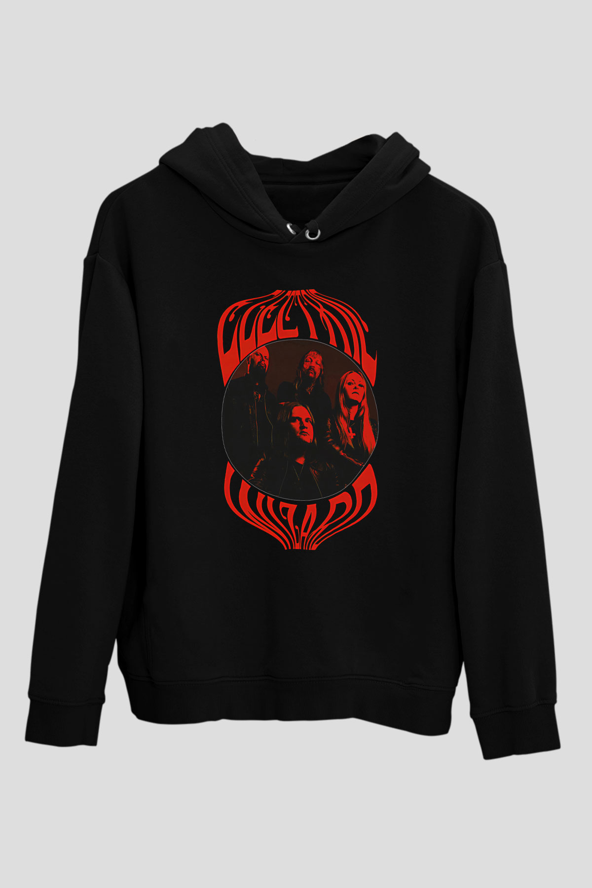 Electric Wizard Baskılı Unisex Siyah Kapüşonlu Sweatshirt