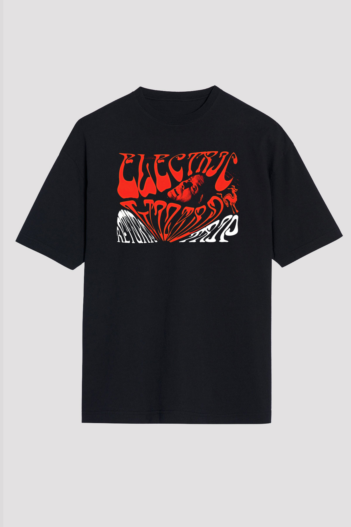 Electric Wizard Baskılı Unisex Siyah Oversize Tişört - Tshirt