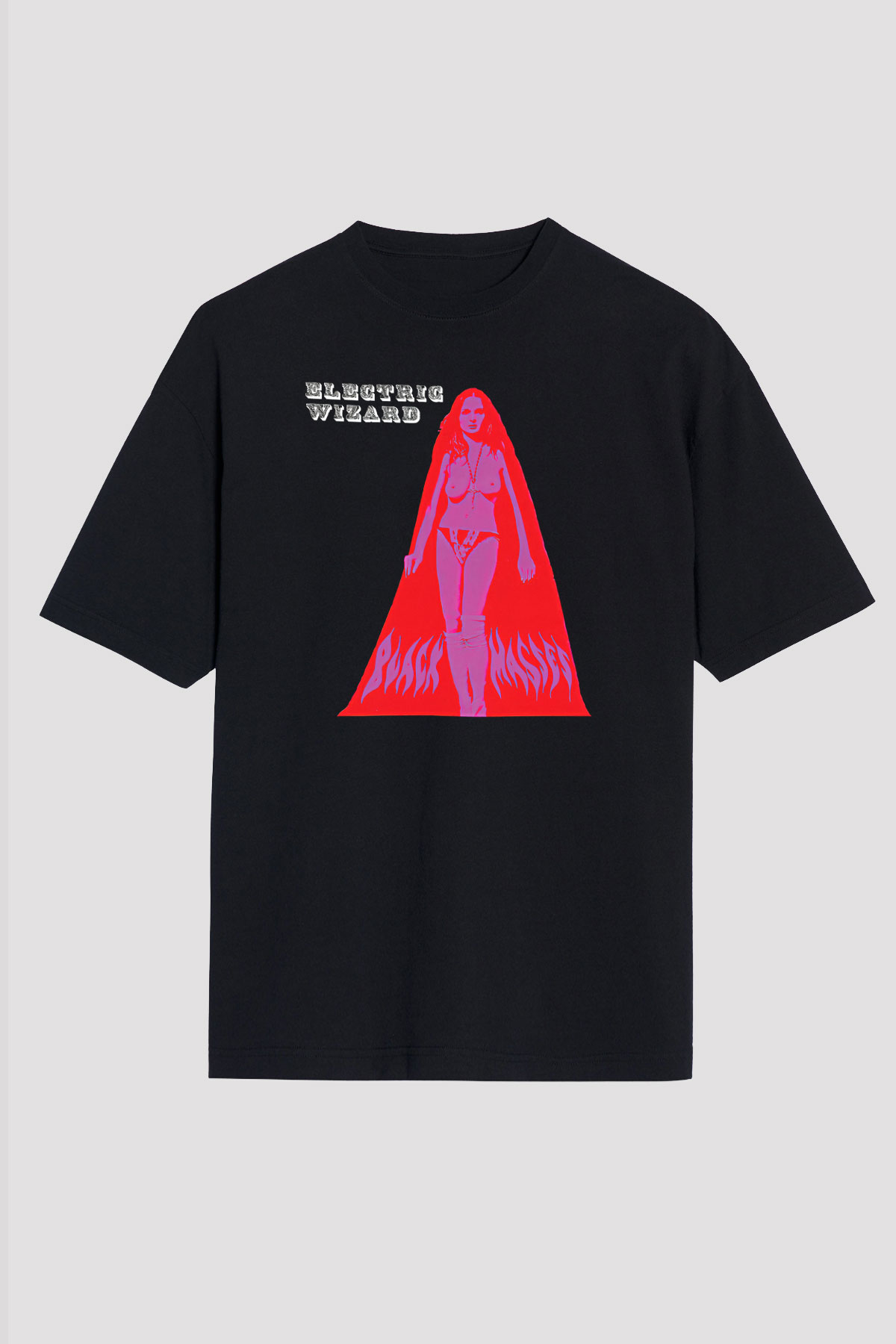Electric Wizard Baskılı Unisex Siyah Oversize Tişört - Tshirt