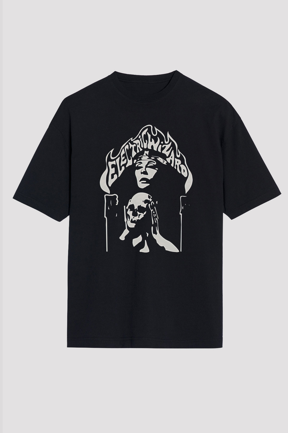 Electric Wizard Baskılı Unisex Siyah Oversize Tişört - Tshirt