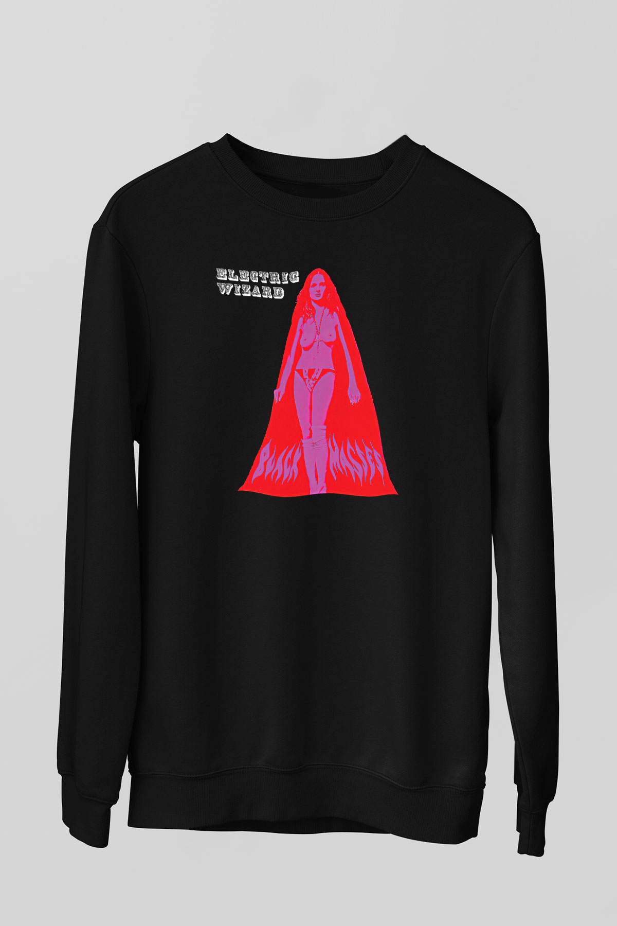 Electric Wizard Baskılı Unisex Siyah Sweatshirt