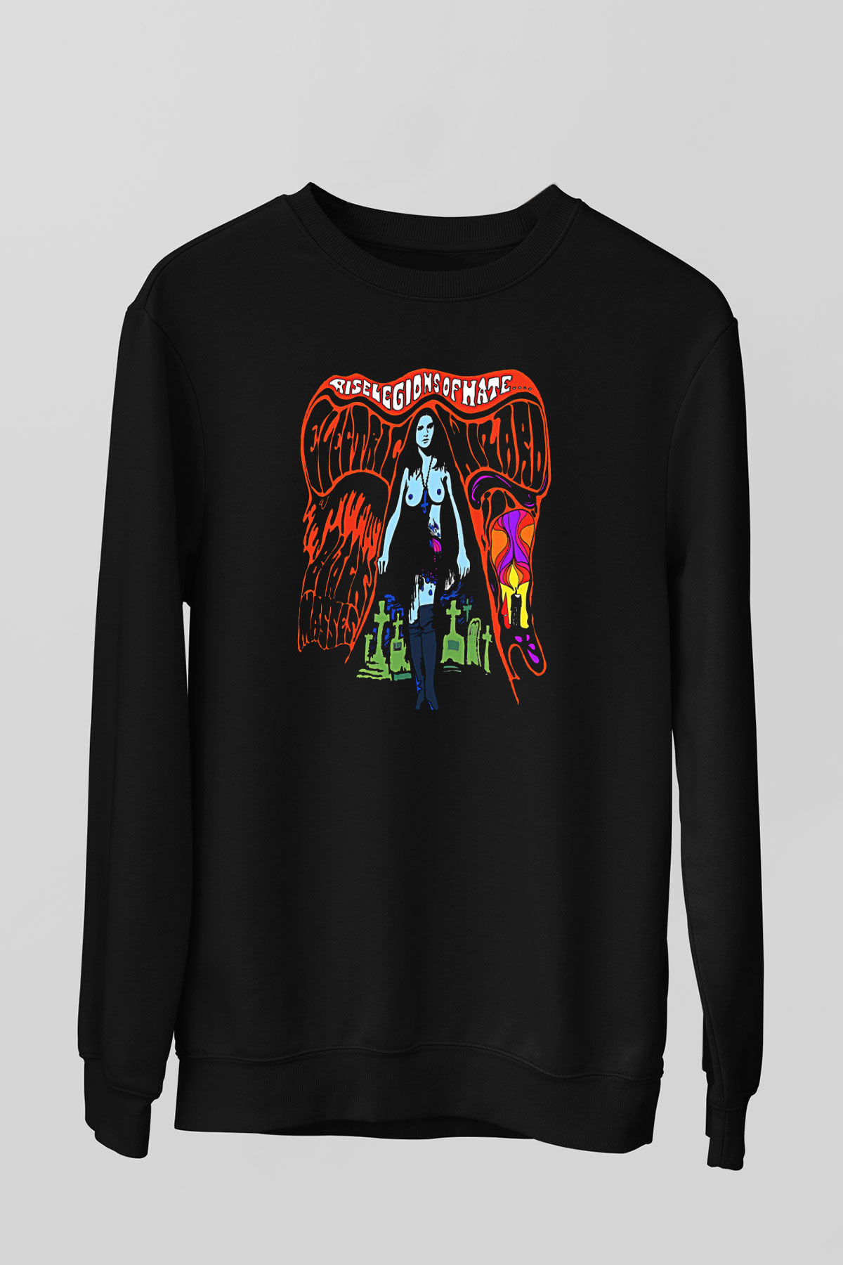 Electric Wizard Baskılı Unisex Siyah Sweatshirt