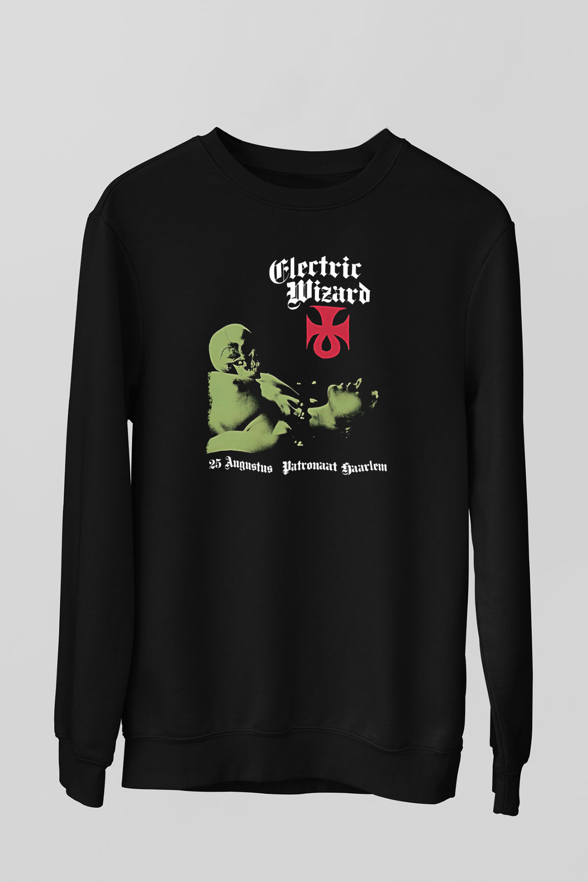 Electric Wizard Baskılı Unisex Siyah Sweatshirt