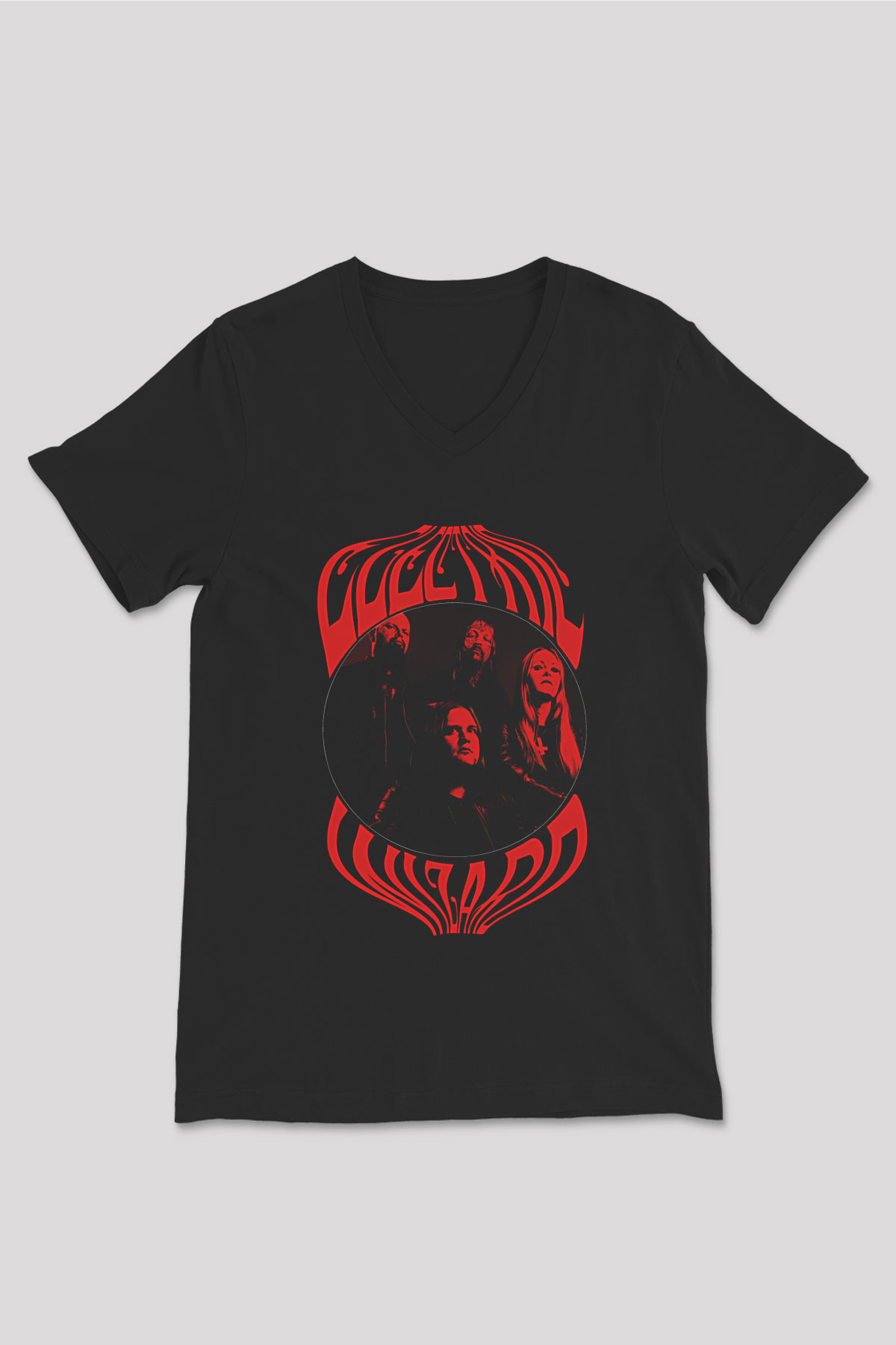 Electric Wizard Baskılı Unisex Siyah V Yaka Tişört - Tshirt