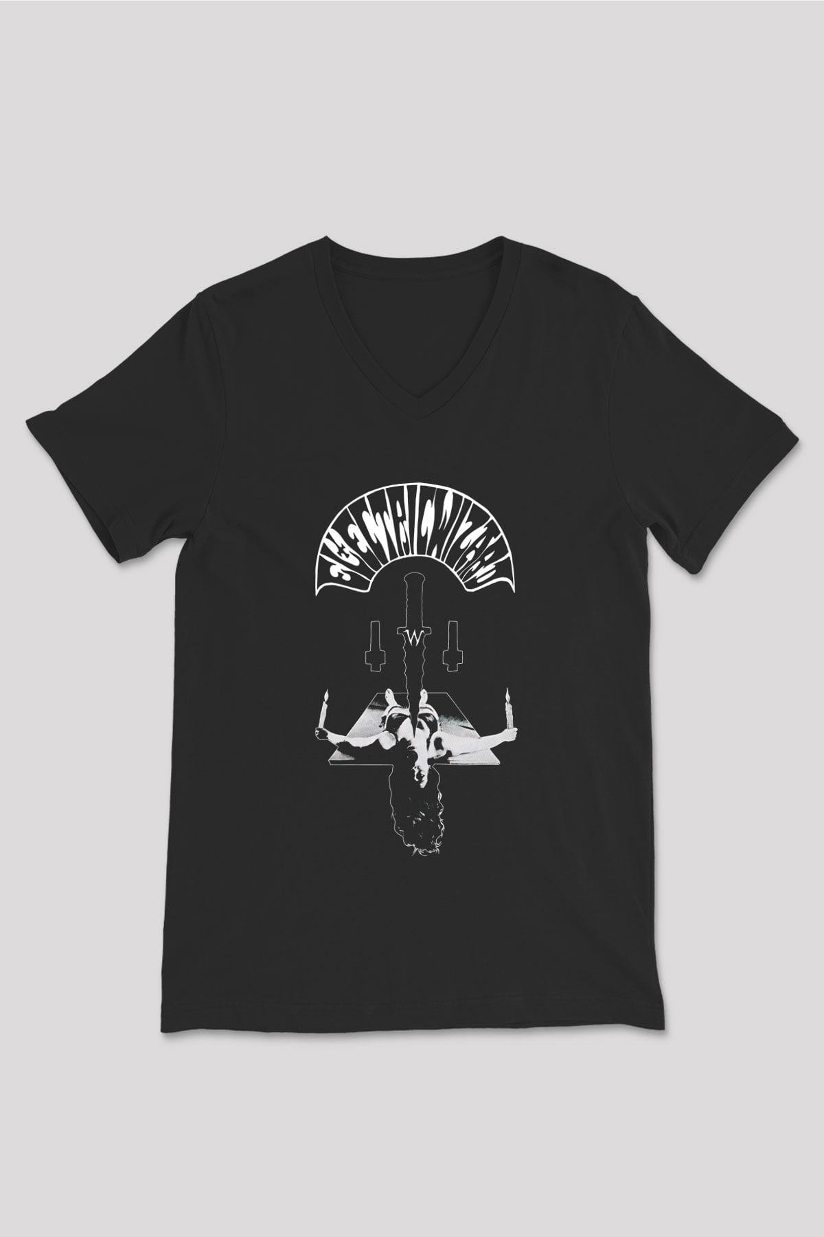 Electric Wizard Baskılı Unisex Siyah V Yaka Tişört - Tshirt