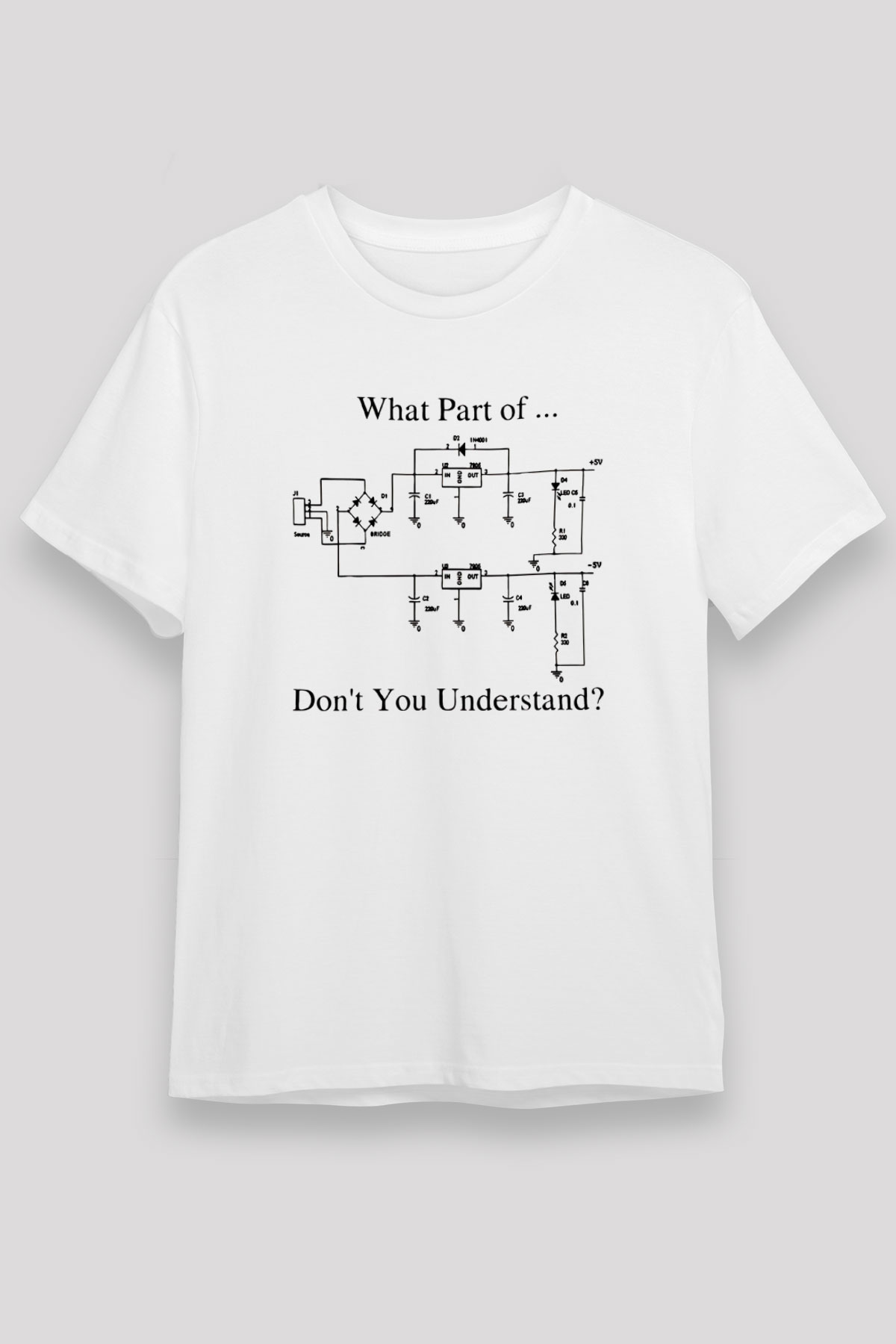 Elektrik Mühendis Baskılı Unisex Beyaz Tişört - Tshirt