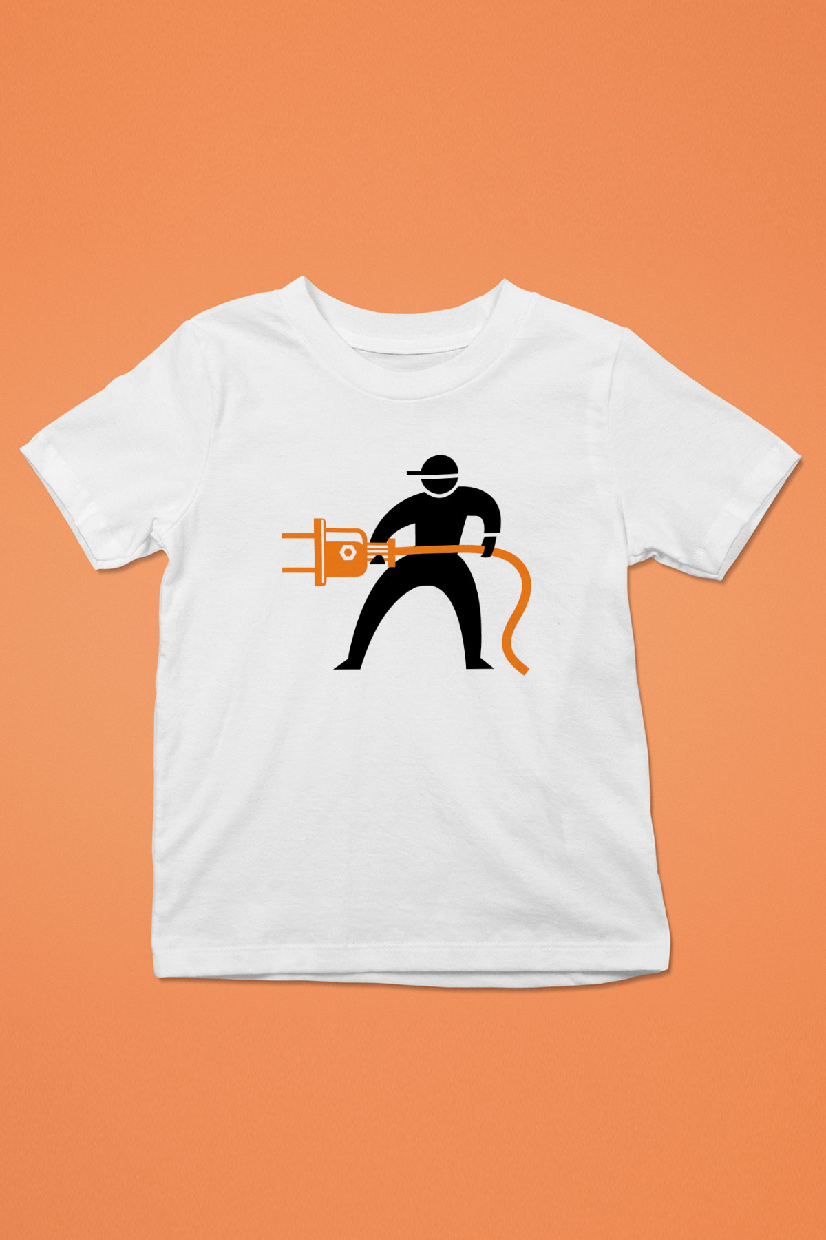 Elektrikçi Baskılı Beyaz Unisex Çocuk Tişört