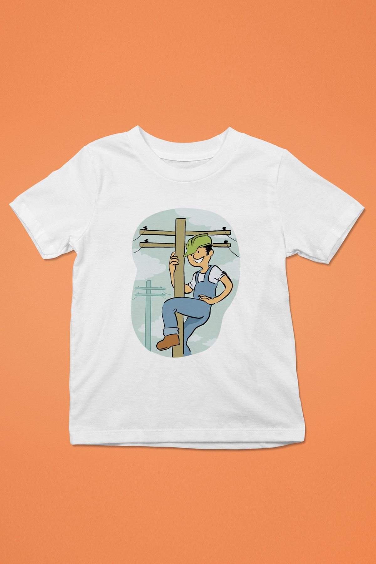 Elektrikçi Baskılı Beyaz Unisex Çocuk Tişört