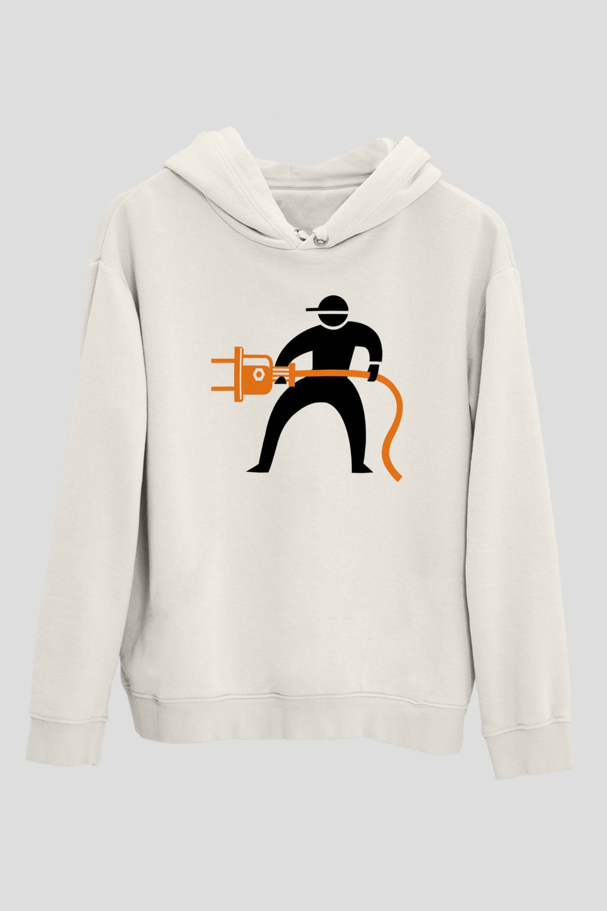 Elektrikçi Beyaz Unisex Hoodie