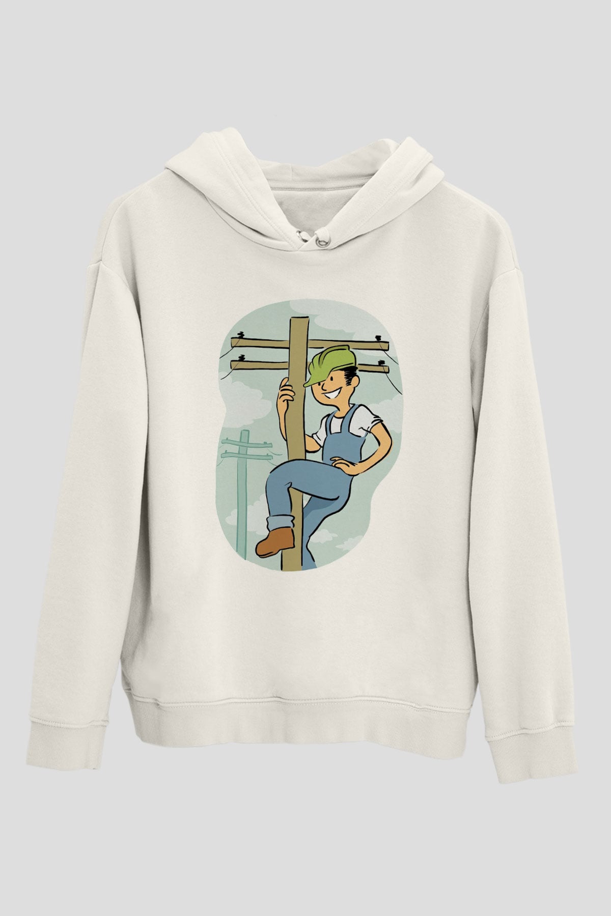 Elektrikçi Beyaz Unisex Hoodie