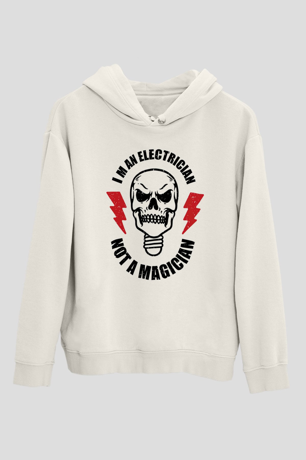 Elektrikçi Beyaz Unisex Kapüşonlu Sweatshirt