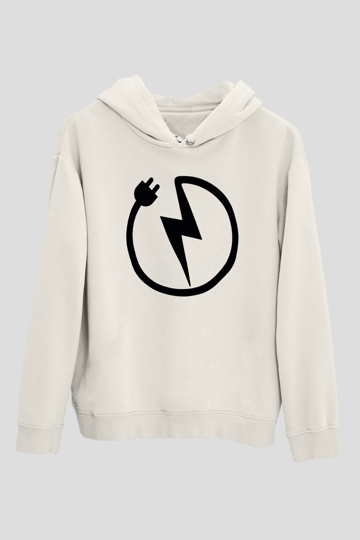 Elektrikçi Beyaz Unisex Kapüşonlu Sweatshirt