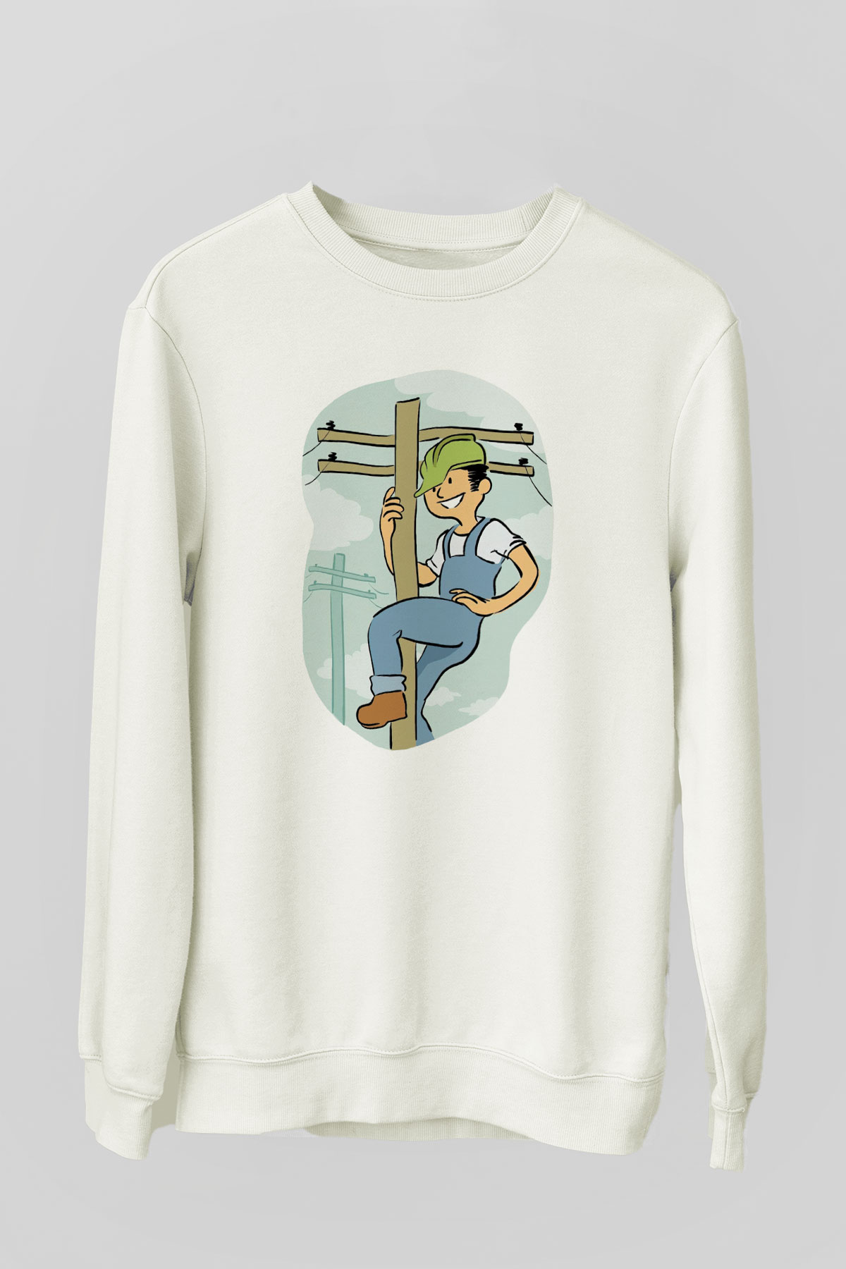 Elektrikçi Beyaz Unisex Sweatshirt