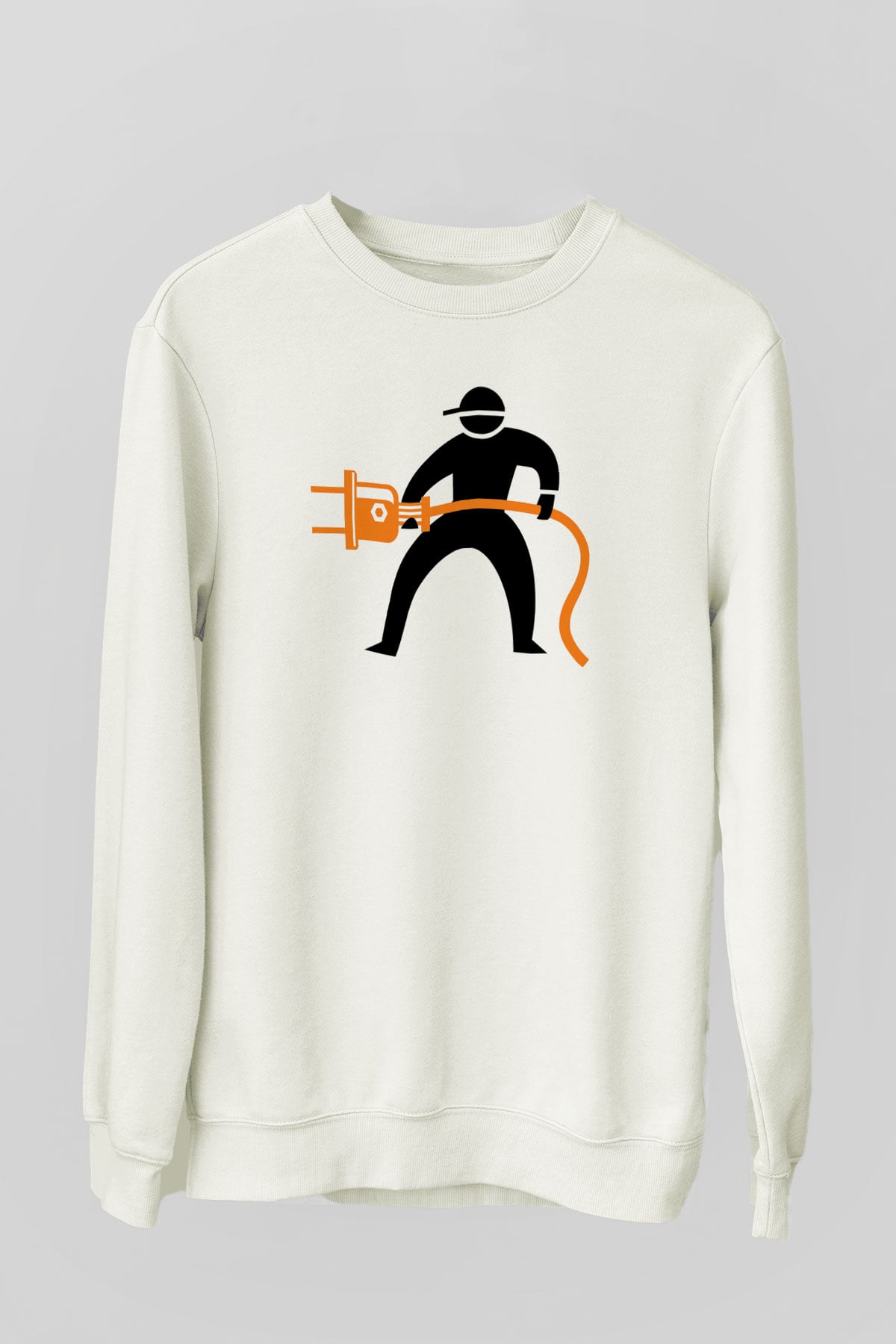 Elektrikçi Beyaz Unisex Sweatshirt