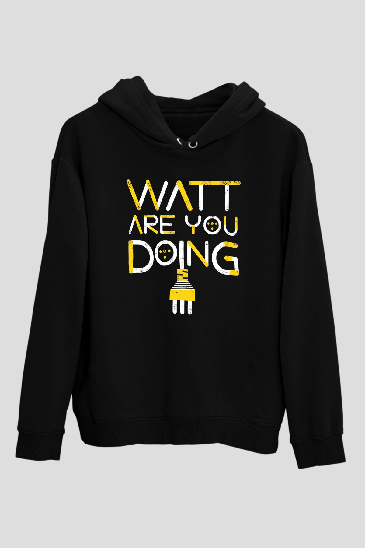Elektrikçi Siyah Unisex Kapüşonlu Sweatshirt