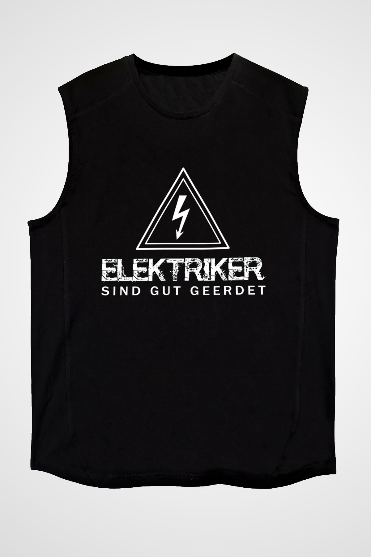 Elektrikçi Siyah Unisex Kolsuz Tişört