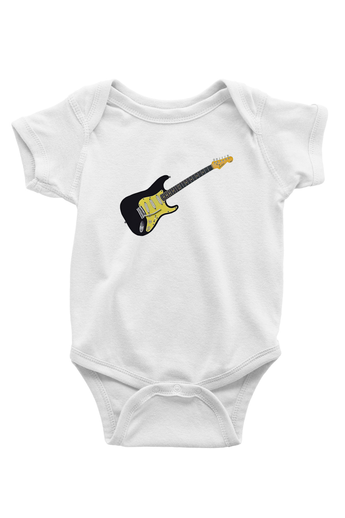 Elektro Gitar Baskılı Beyaz Unisex Bebek Body - Zıbın