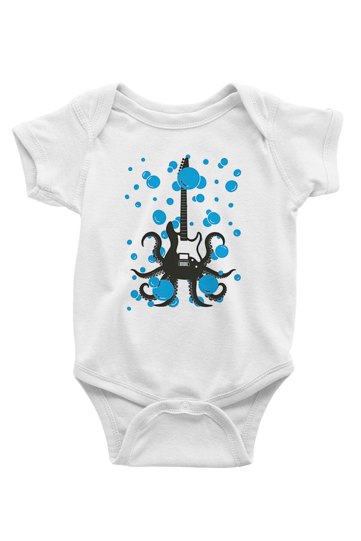Elektro Gitar Baskılı Beyaz Unisex Bebek Body - Zıbın
