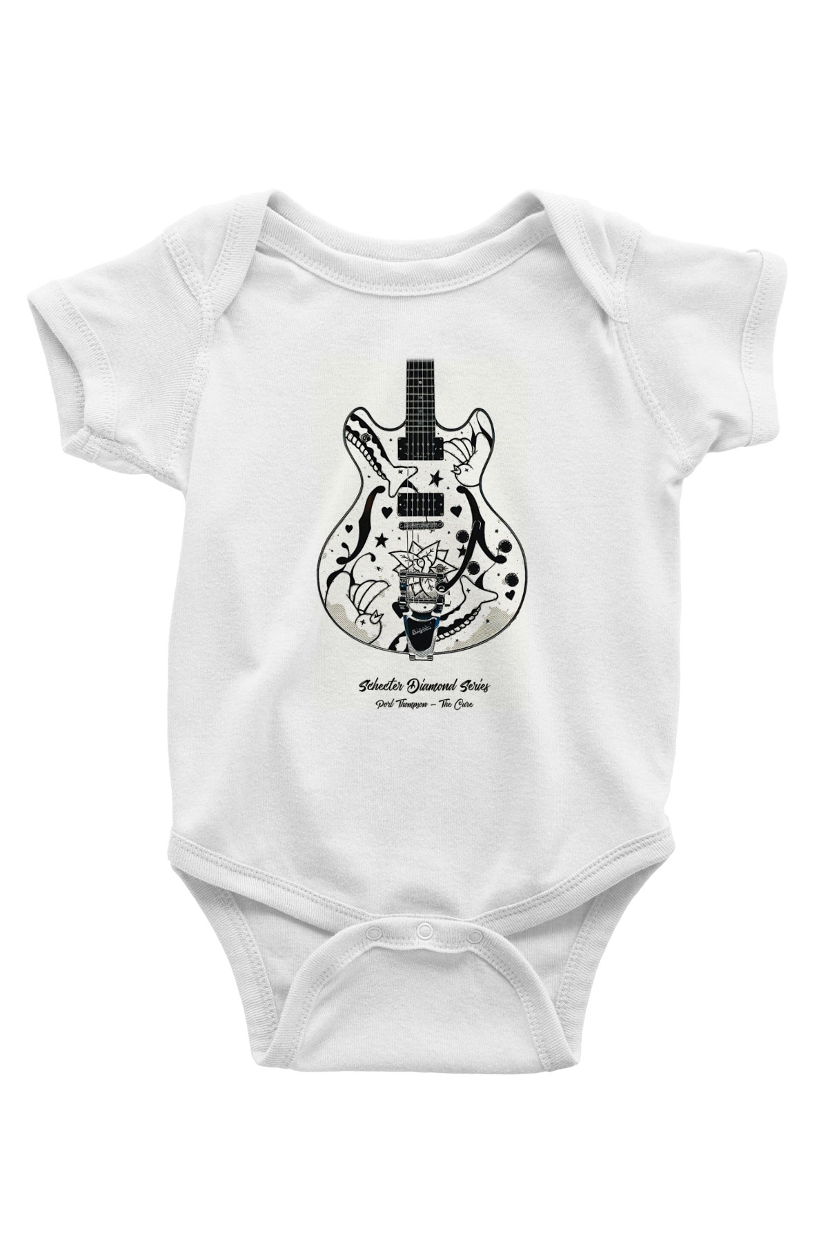 Elektro Gitar Baskılı Beyaz Unisex Bebek Body - Zıbın