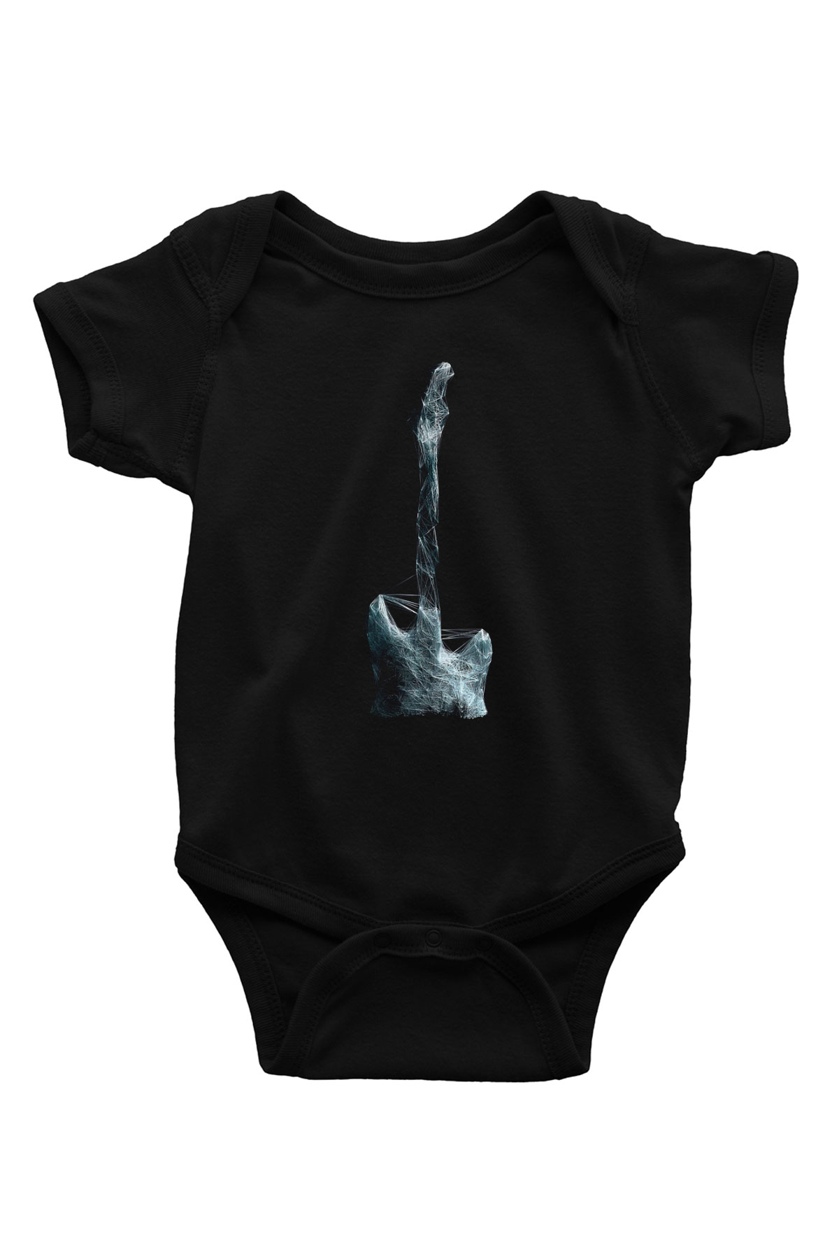 Elektro Gitar Baskılı Unisex Siyah Bebek Body - Zıbın