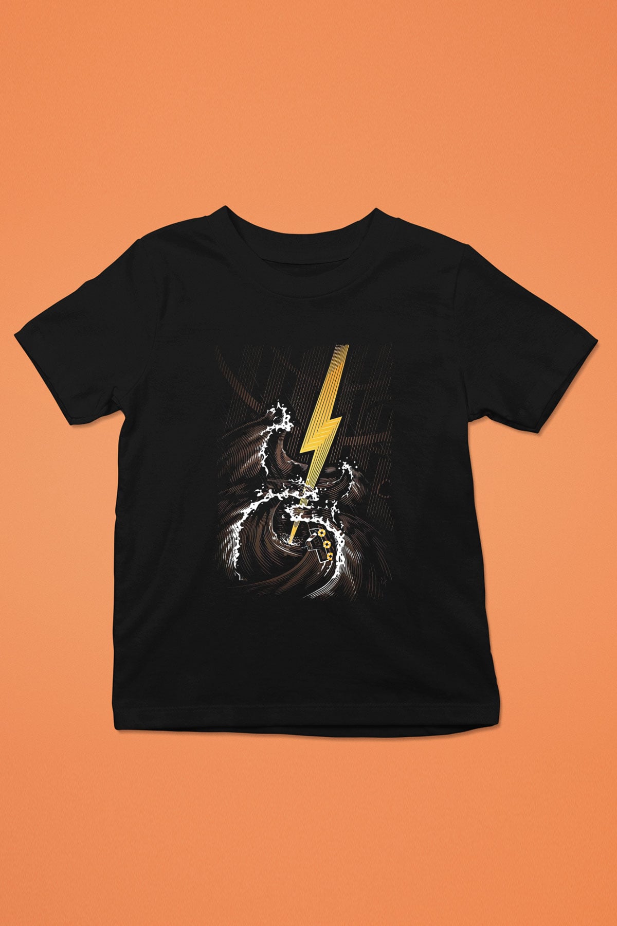 Elektro Gitar Baskılı Unisex Siyah Çocuk Tişört - Tshirt