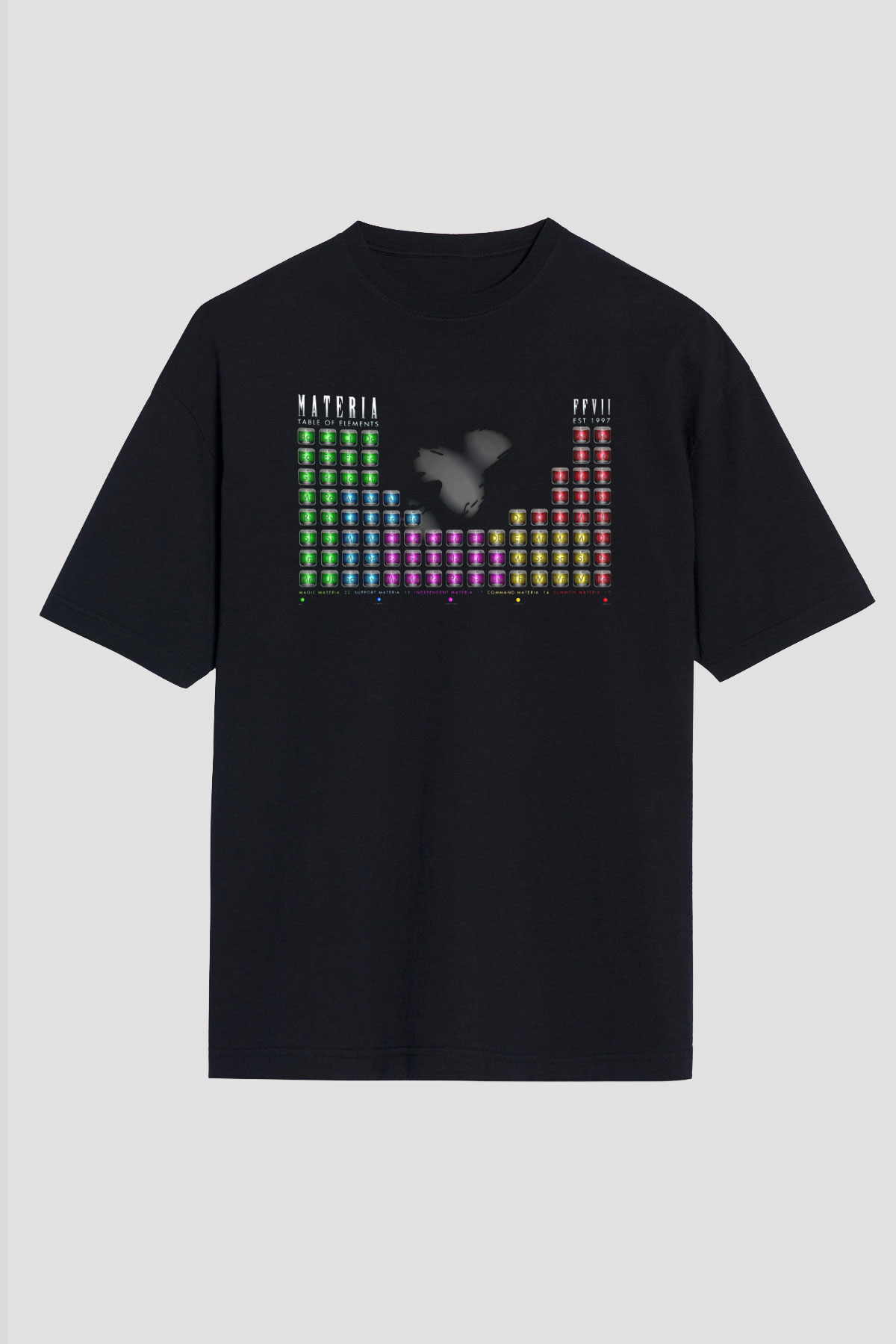 Elementler Baskılı Unisex Siyah Tişört