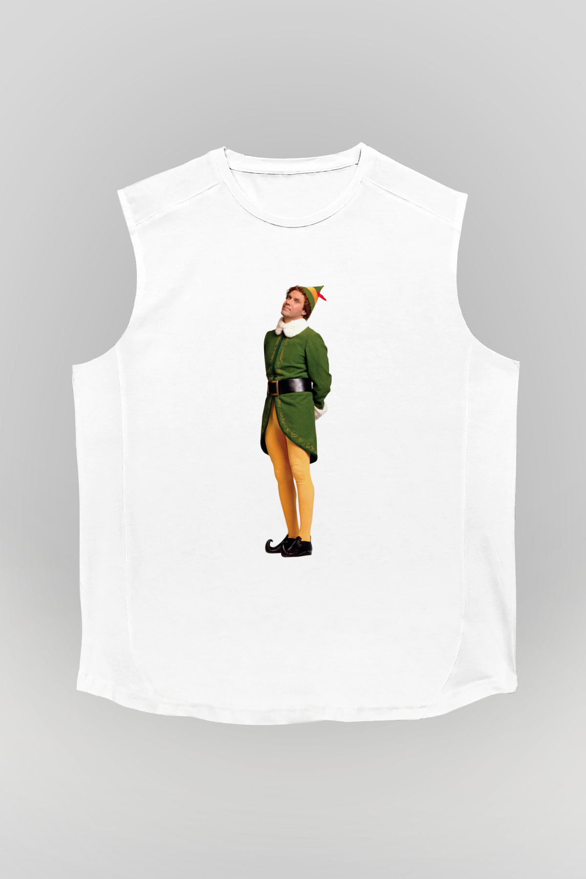 Elf Beyaz Unisex Kolsuz Tişört