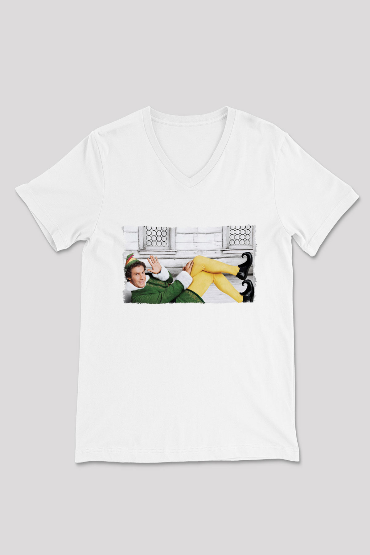 Elf Beyaz Unisex V Yaka Tişört