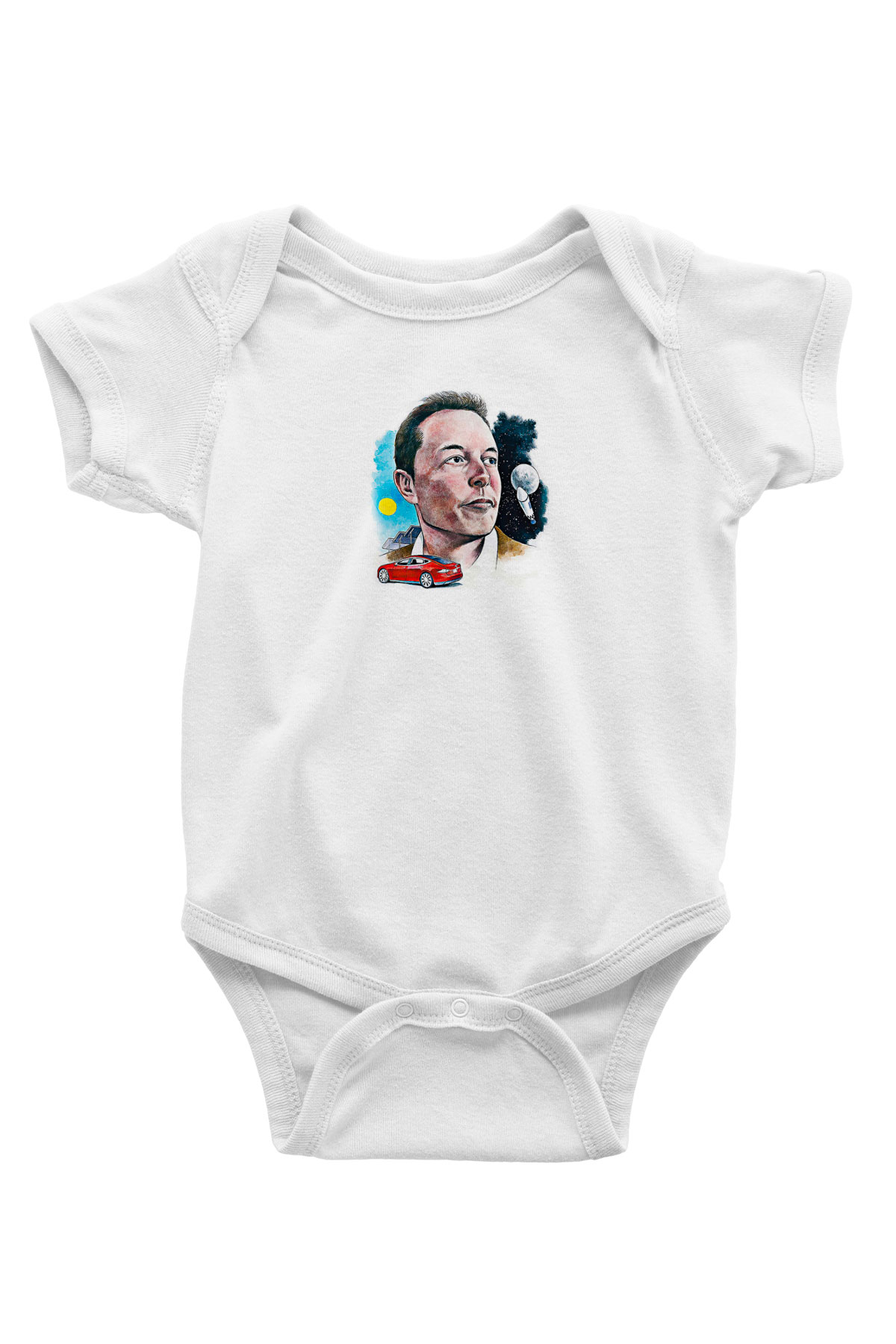 Elon Musk Baskılı Beyaz Unisex Bebek Body - Zıbın
