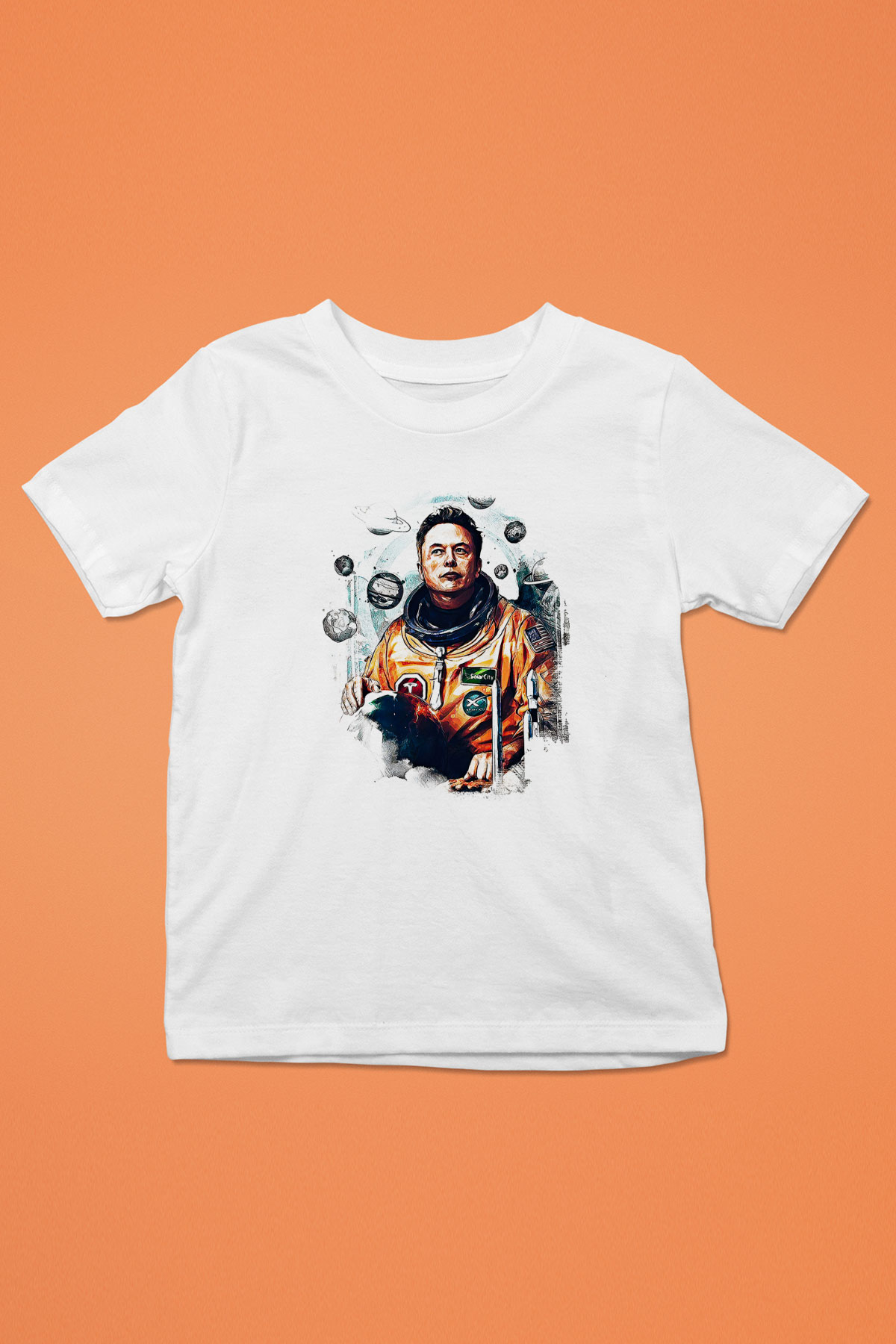 Elon Musk Baskılı Beyaz Unisex Beyaz Çocuk Tişört - Tshirt