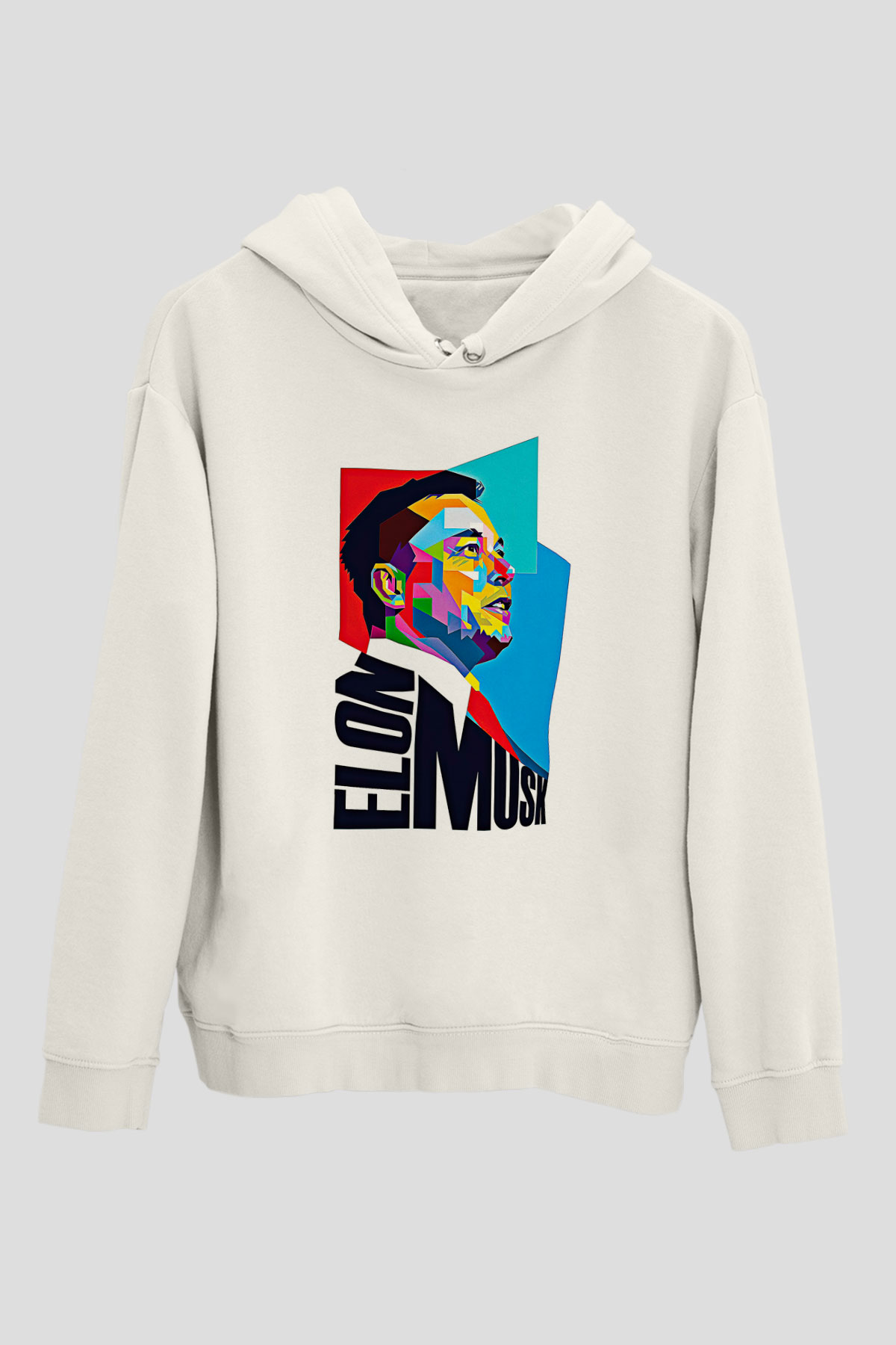 Elon Musk Baskılı Beyaz Unisex Kapüşonlu Sweatshirt