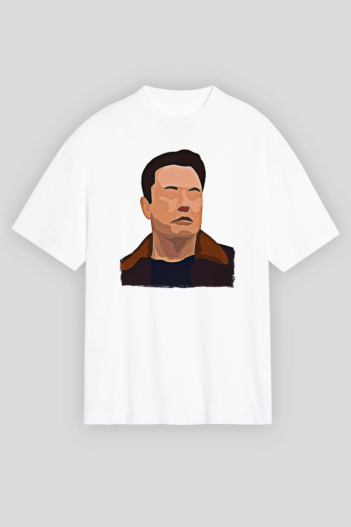 Elon Musk Baskılı Beyaz Unisex Oversize Tişört - Tshirt