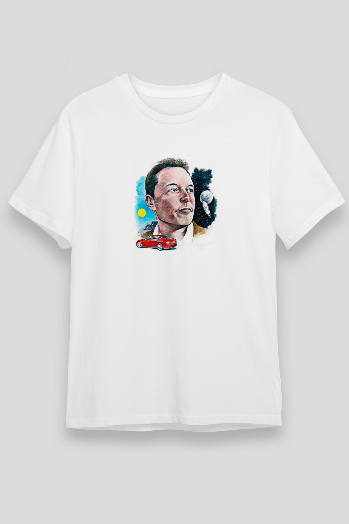 Elon Musk Baskılı Unisex Beyaz Tişört - Tshirt