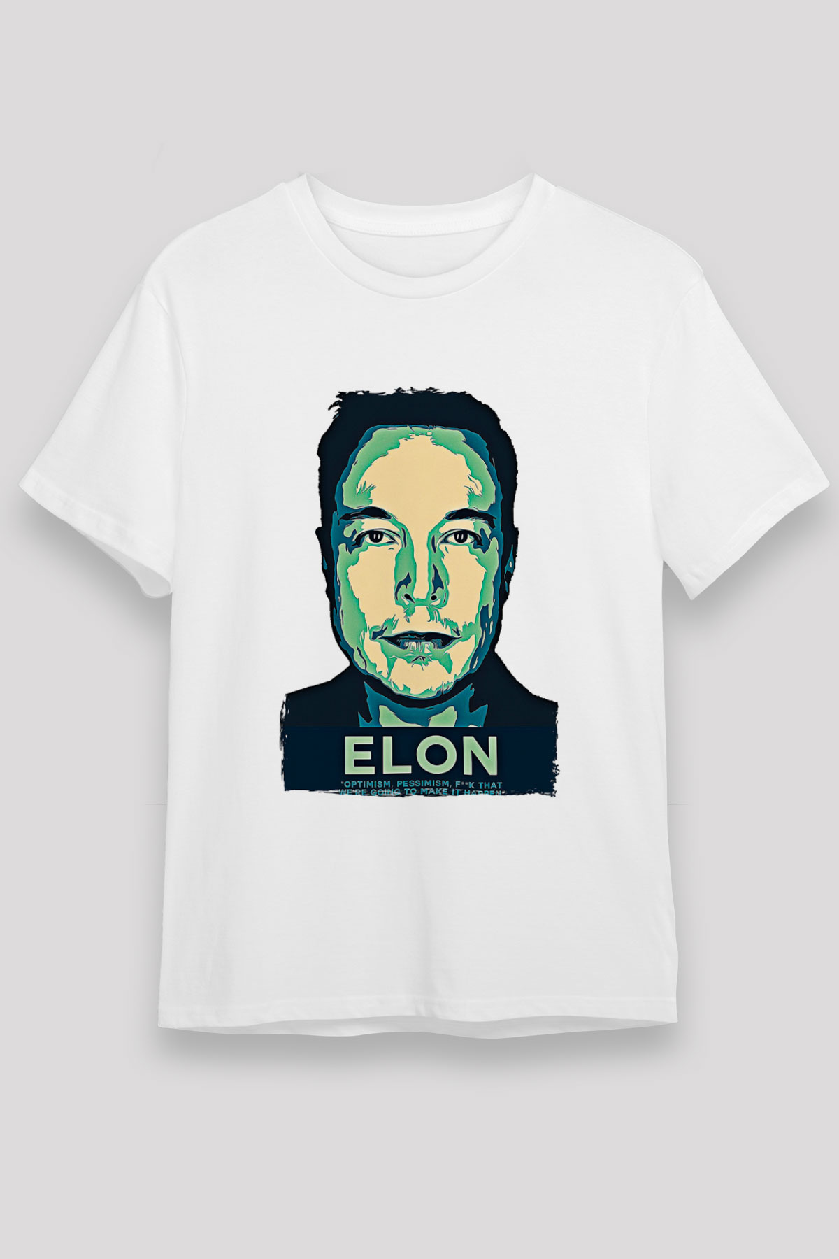 Elon Musk Baskılı Unisex Beyaz Tişört - Tshirt